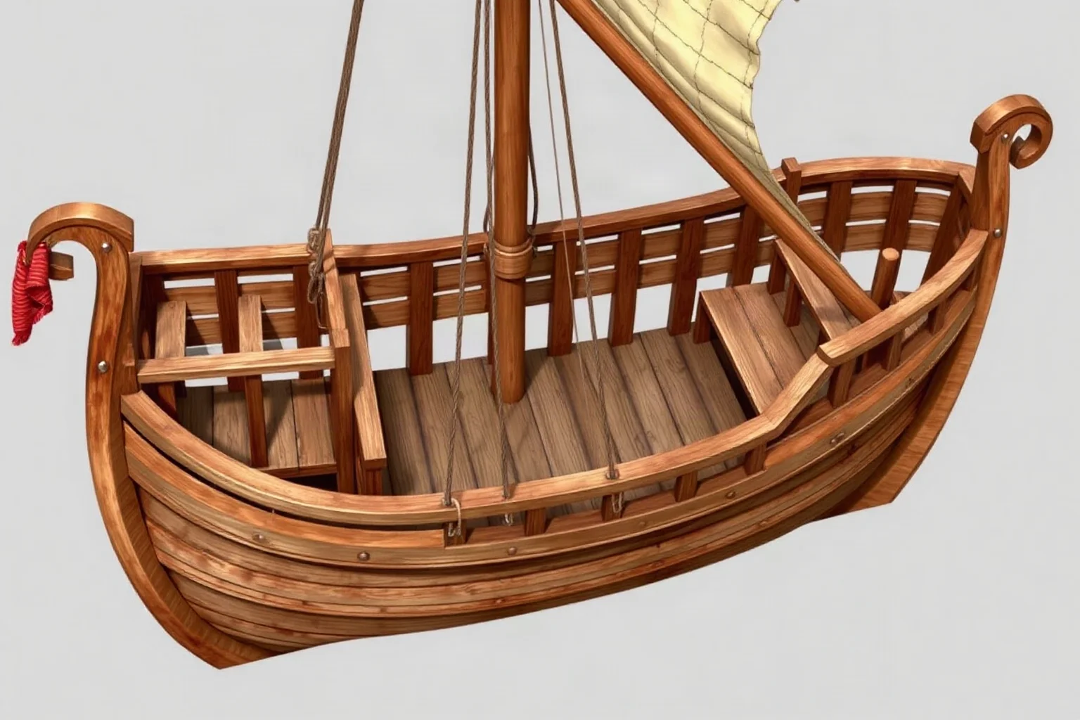 Detailed cutaway illustration of a small 15th-century caravel ship showing its compact size and wooden deck