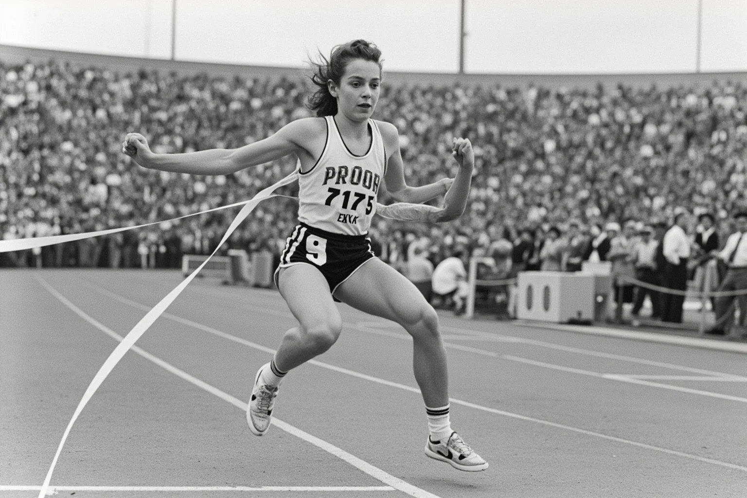 Female Athletes In History Who Changed The Game 11 Determined young female sprinter breaking through a finish-line tape at an outdoor 1960s Olympic stadium