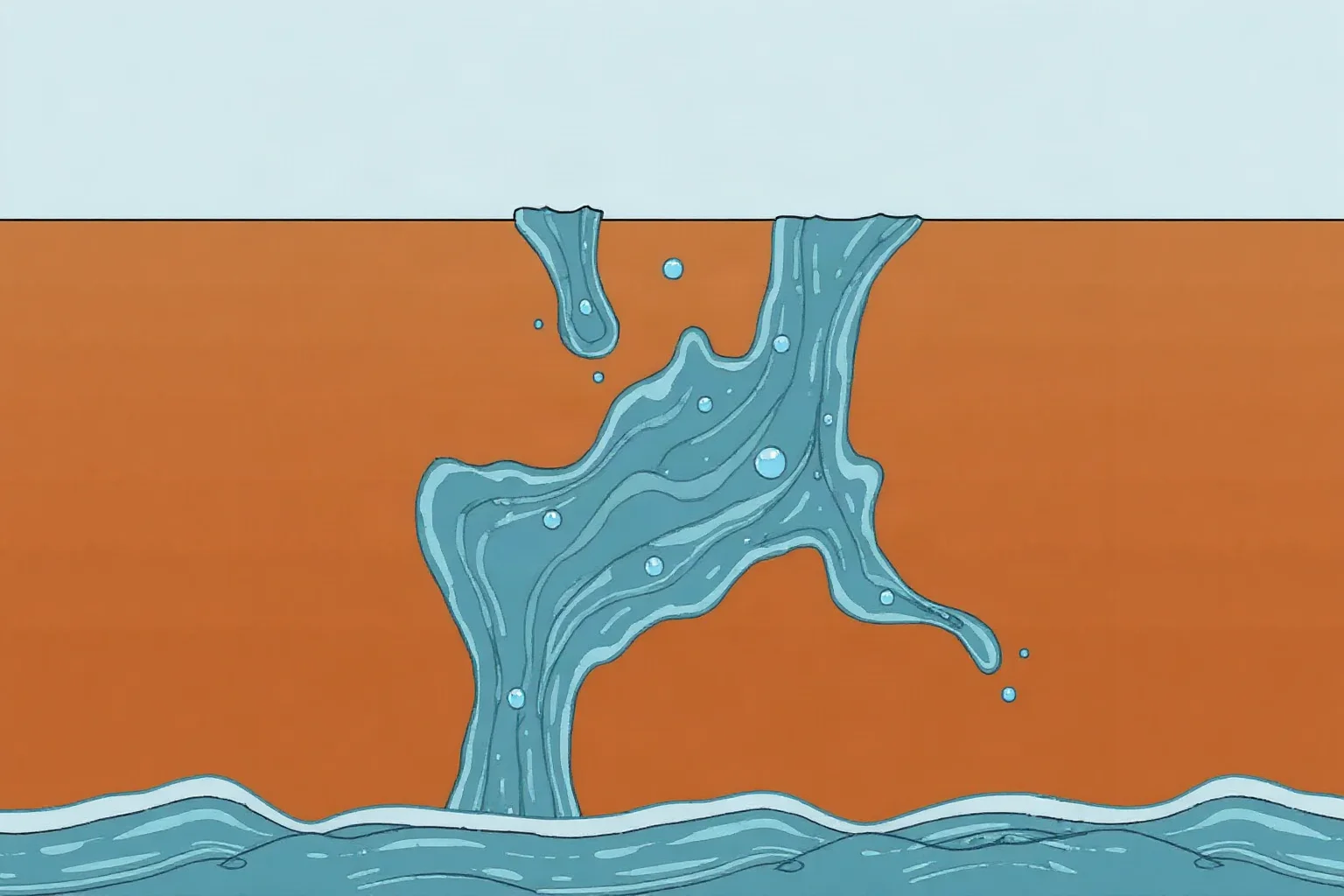 Diagram-style illustration of water spilling over the top of internal ship bulkheads during a flooding scenario