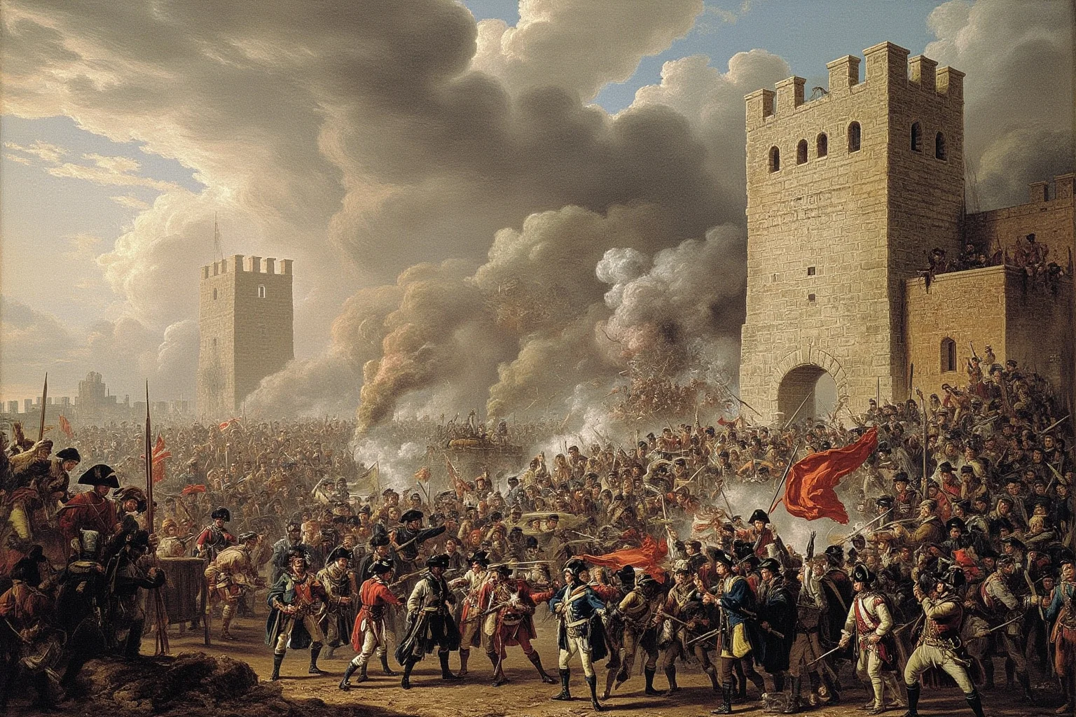 25 Most Memorable Dates in History (And Why They Still Matter) 10 Dramatic illustration of a revolutionary crowd storming a stone fortress prison in 18th-century Paris