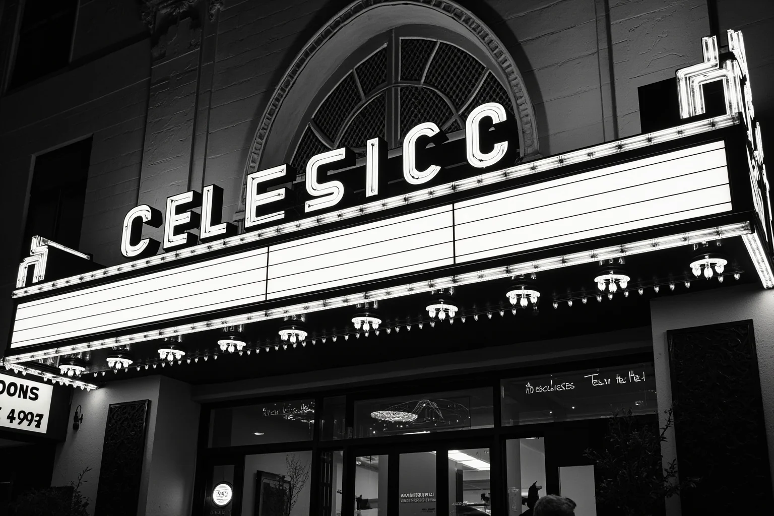 Early 1900s storefront movie theater exterior in Los Angeles with an illuminated marquee sign reading Electric Theatre style lettering