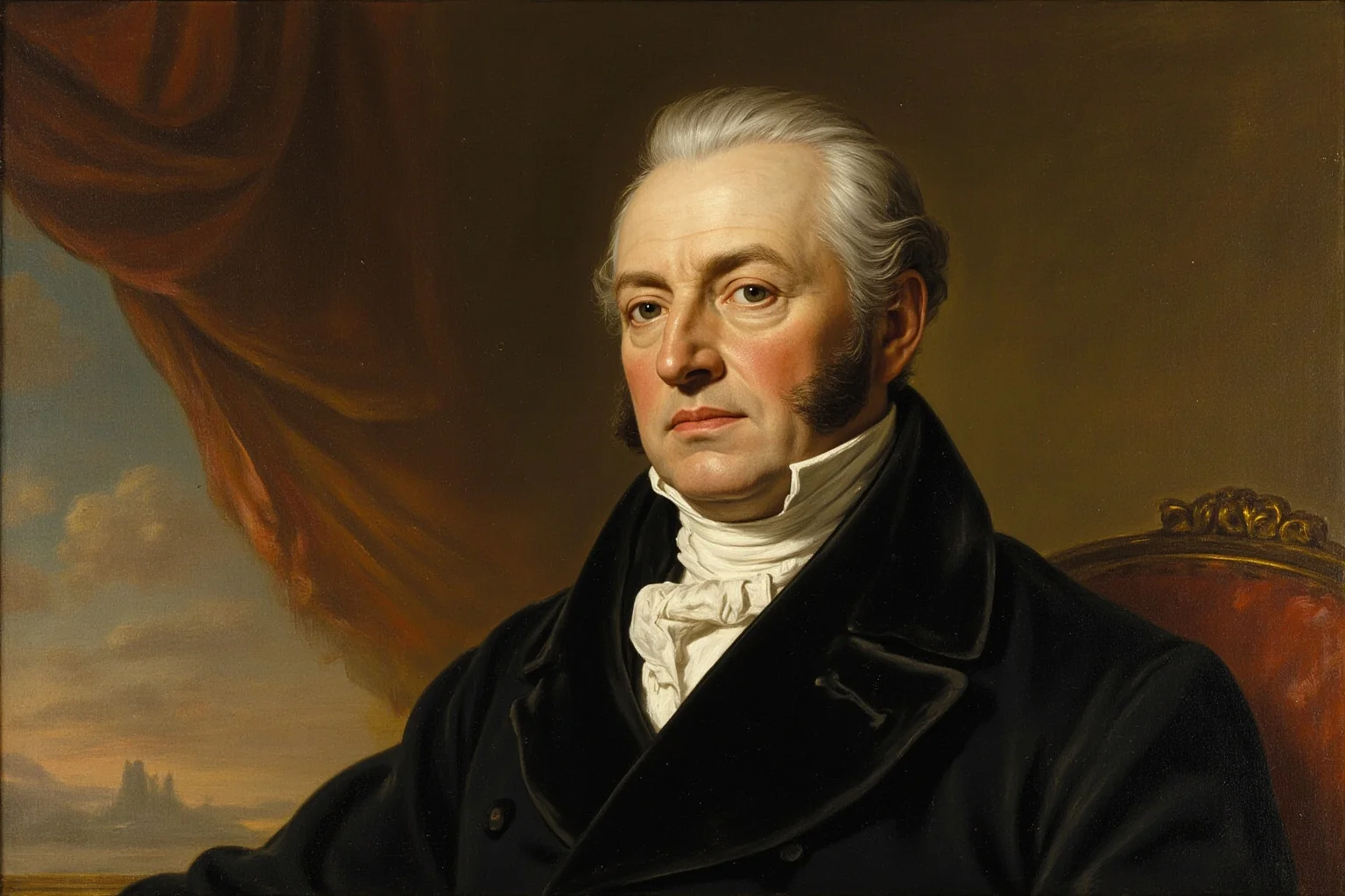 From Cleopatra to George Washington: 21 Most Famous Redheads in History 11 Early 19th-century American statesman in formal coat with prominent sideburns, period portrait painting style