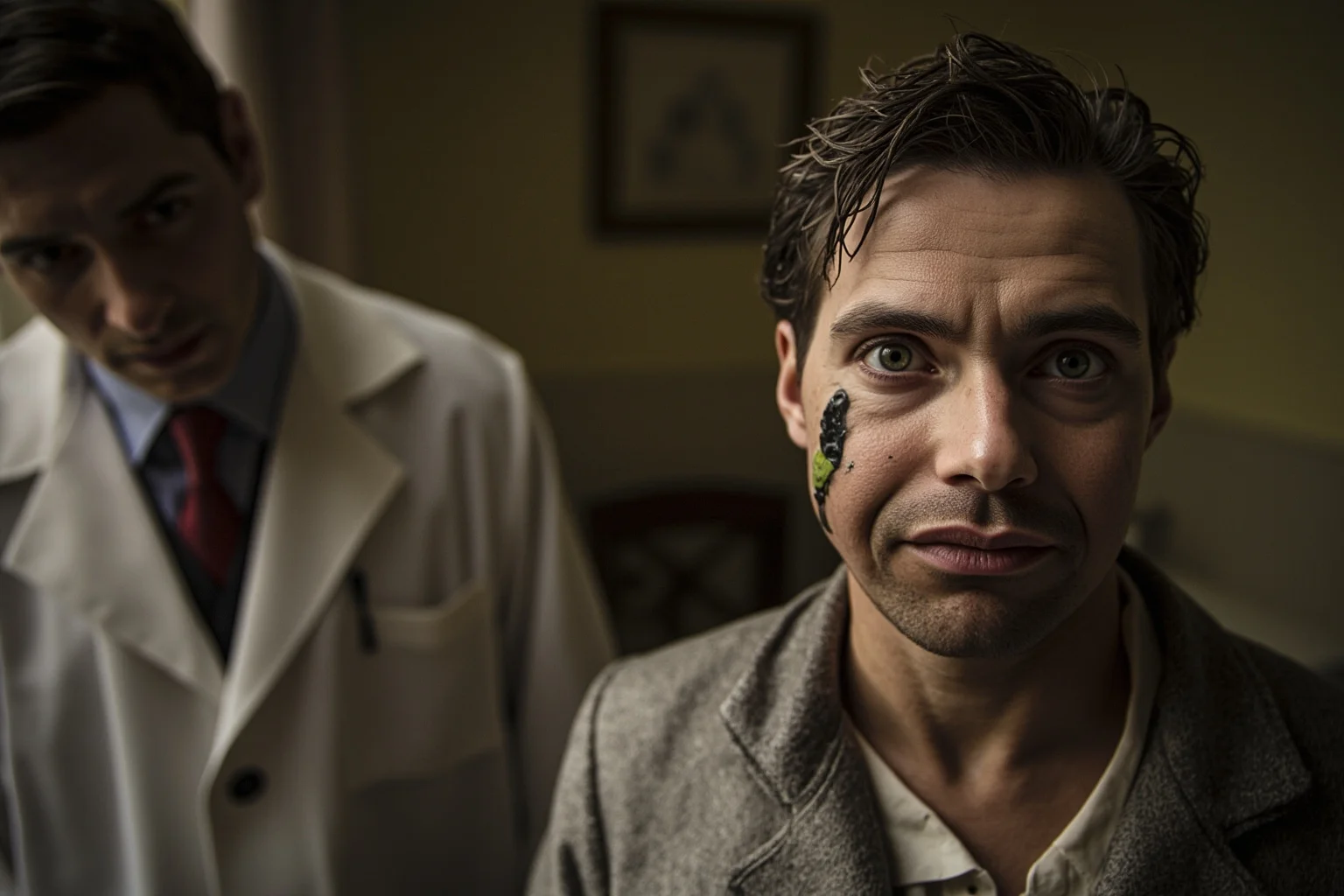 20 of History's Most Infamous 'Ugly' Figures — Myth vs. Reality 15 English man with severe physical deformities from rare medical condition, intelligent expression, Victorian hospital setting with caring physician