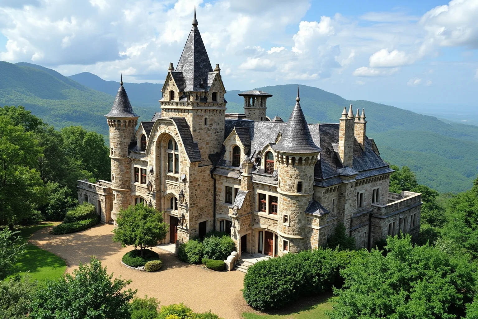 25 Famous American Historical Homes You Can Still Visit Today 10 Enormous French chateau-style stone mansion nestled in the Appalachian mountains, with turrets and formal gardens