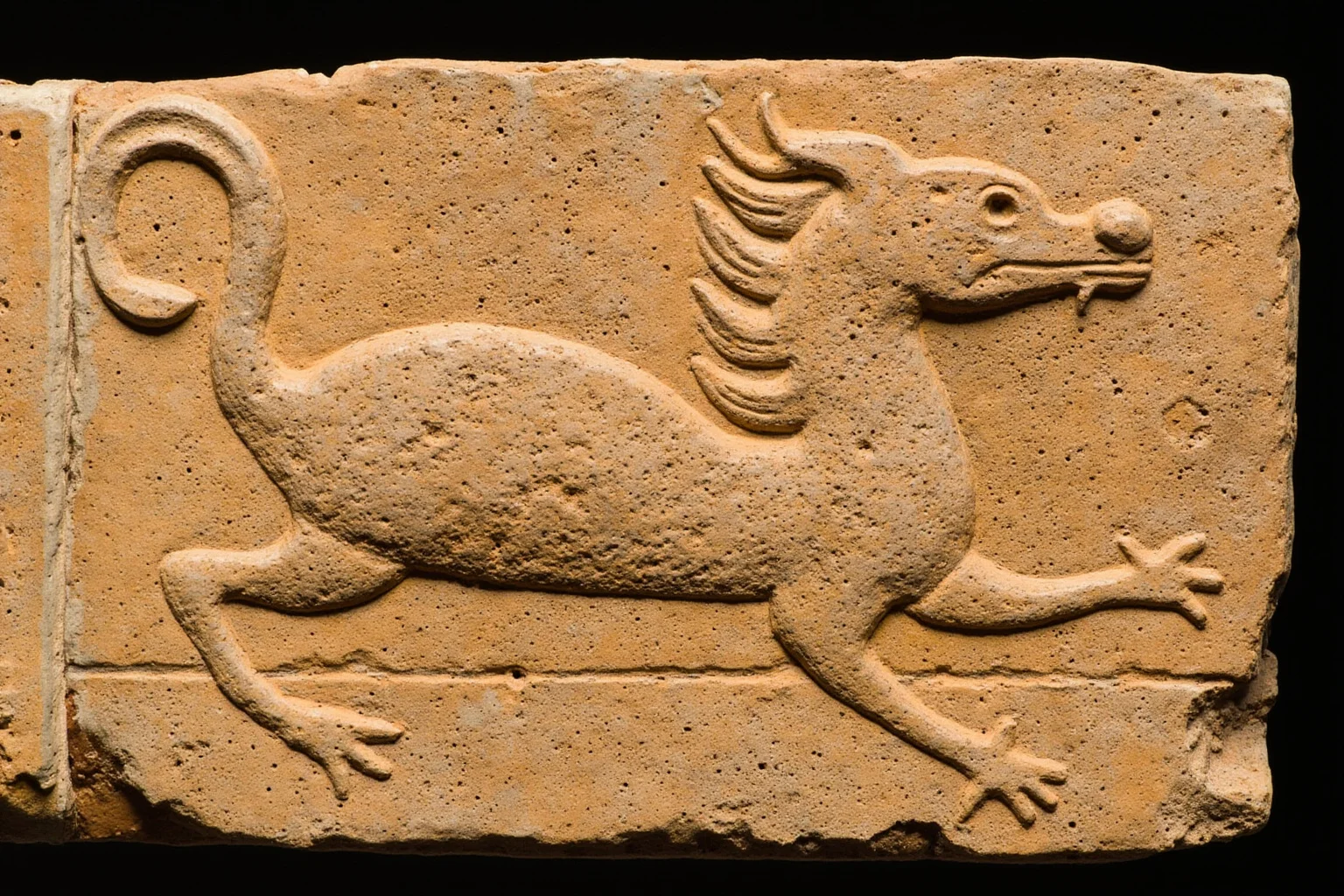Famous Dragons Throughout History: Myths, Legends, and the Real Stories Behind Them 2 An ancient Mesopotamian-style relief carving of a monstrous sea dragon representing primordial chaos