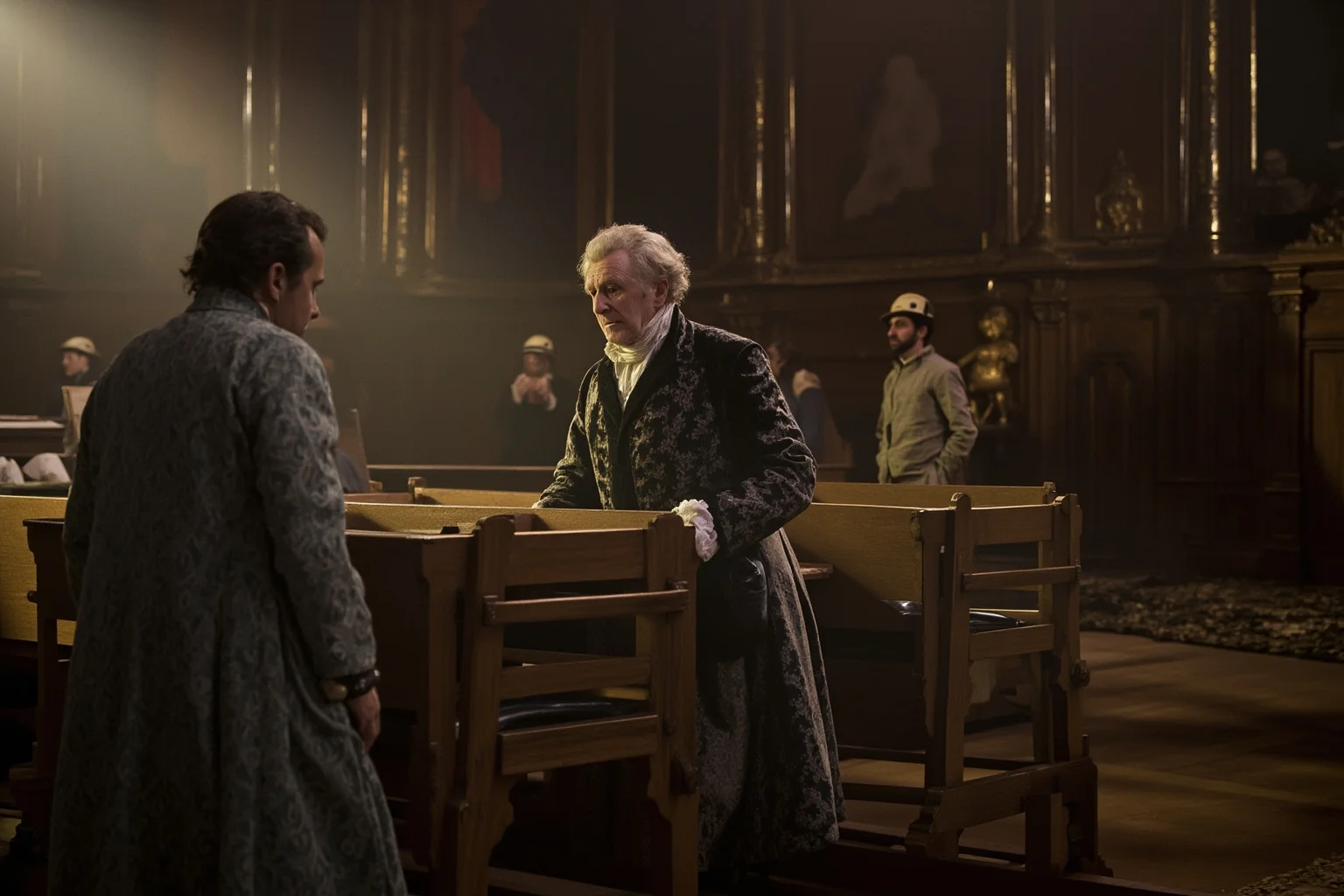 The Most Shameless Traitors of All Time 21 French aristocrat in 18th century formal dress during Revolution, voting in an assembly chamber as royal symbols crumble around them
