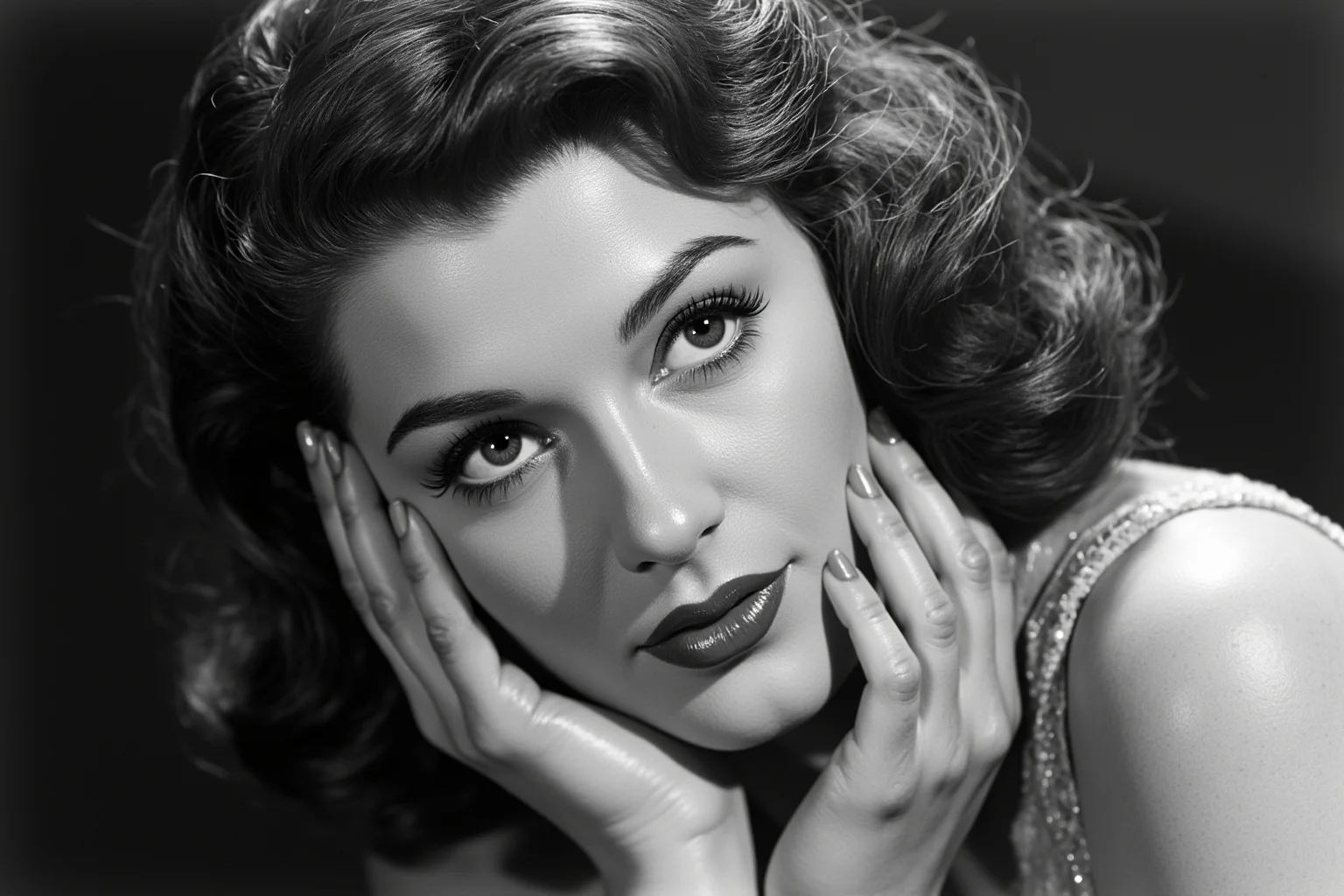 From Cleopatra to George Washington: 21 Most Famous Redheads in History 16 Glamorous 1940s Hollywood film star with wavy auburn hair, black-and-white classic cinema portrait style