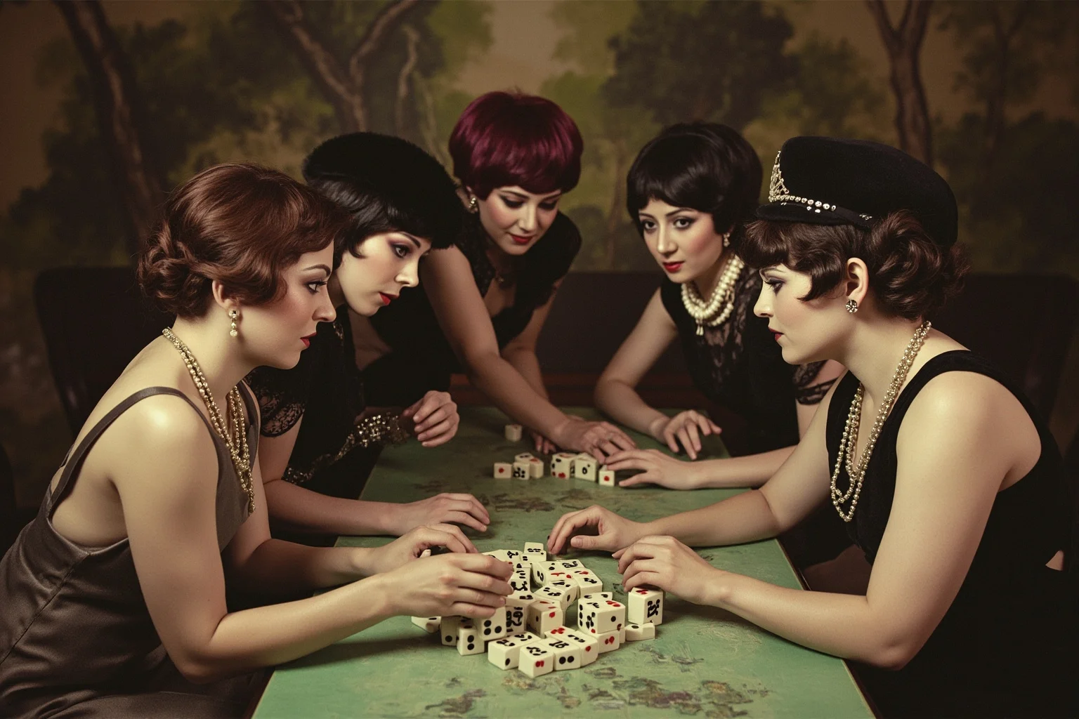 Biggest Fads Throughout American History 5 Group of well-dressed 1920s women playing Mahjong around a table with painted tiles