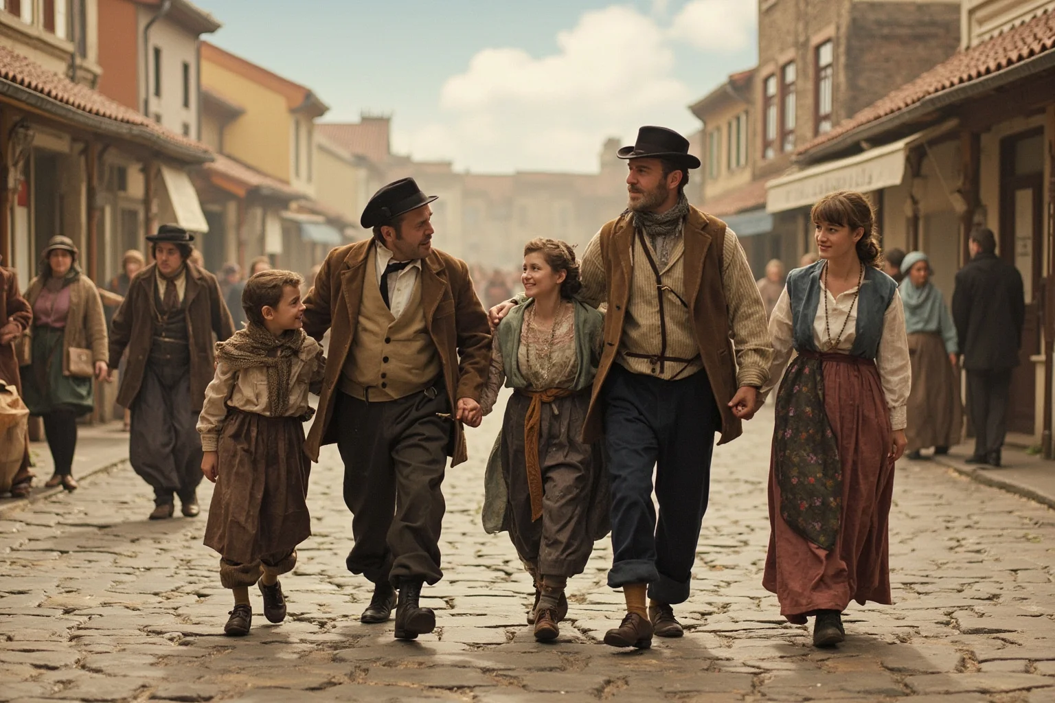 Public Executions Were Once The Most Attended Events In Town — Here's What That Says About Us 16 Historical family in period clothing walking together through a cobblestone town square, illustrative style