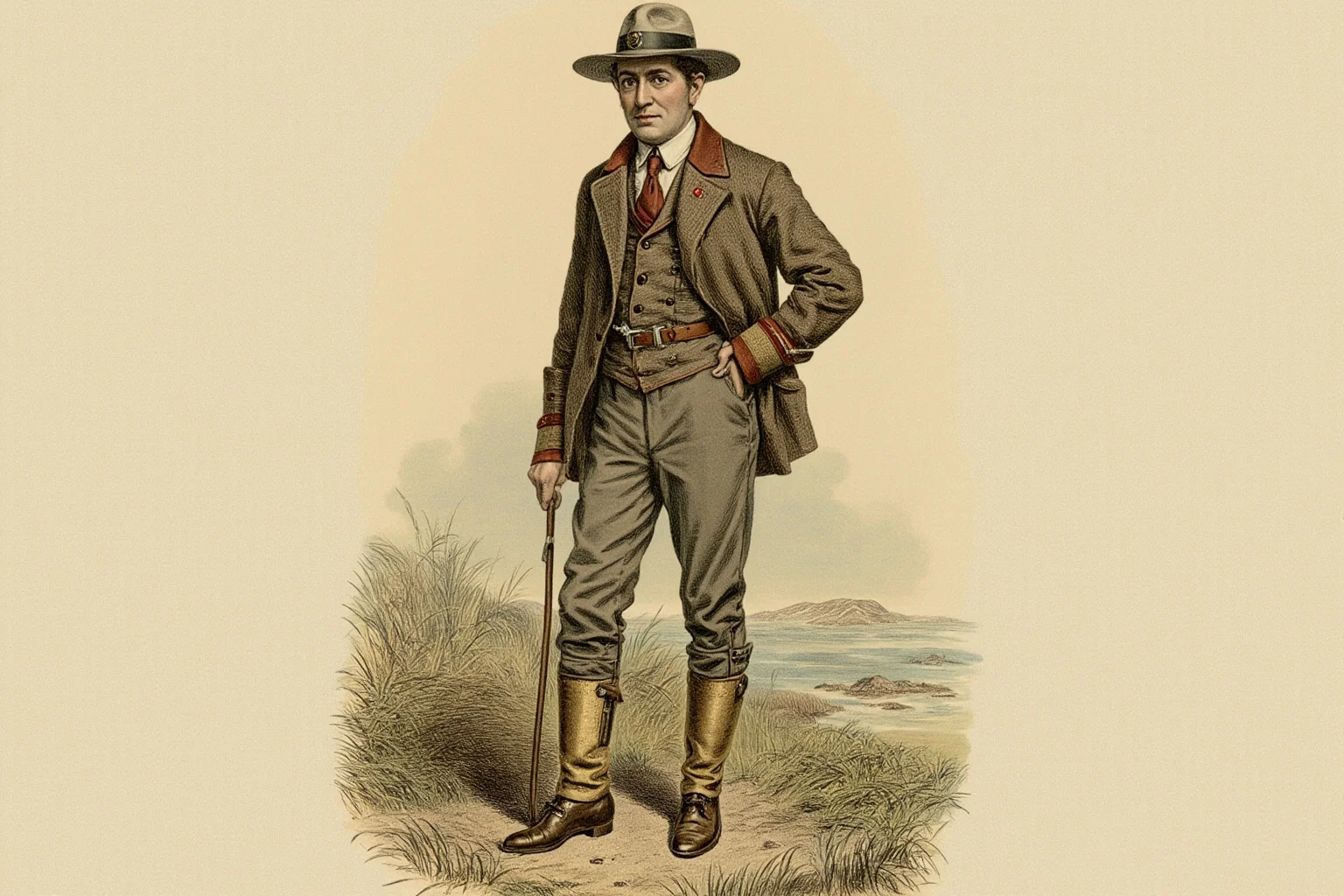25 Vintage Baby Names Inspired by Historical Figures 21 Illustrated early 20th-century American president in outdoor safari-style clothing, conservation theme