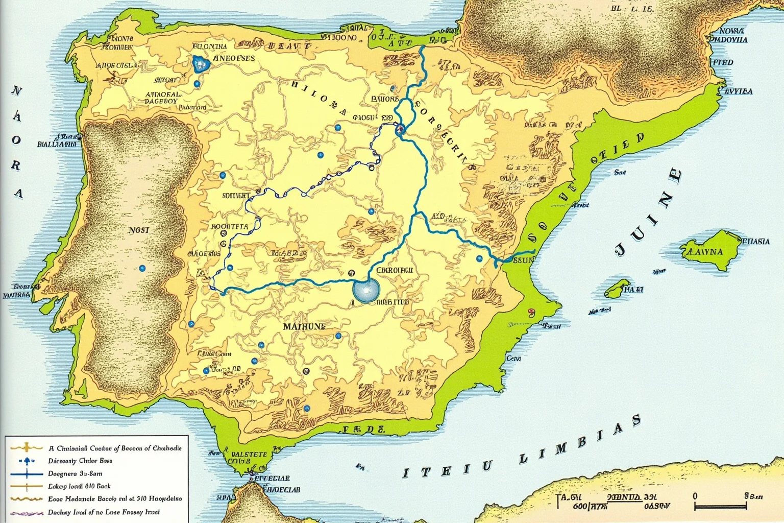 Wars That Lasted A Lot Longer Than You Thought 3 Illustrated map of medieval Iberia showing shifting borders between Christian and Muslim kingdoms over centuries