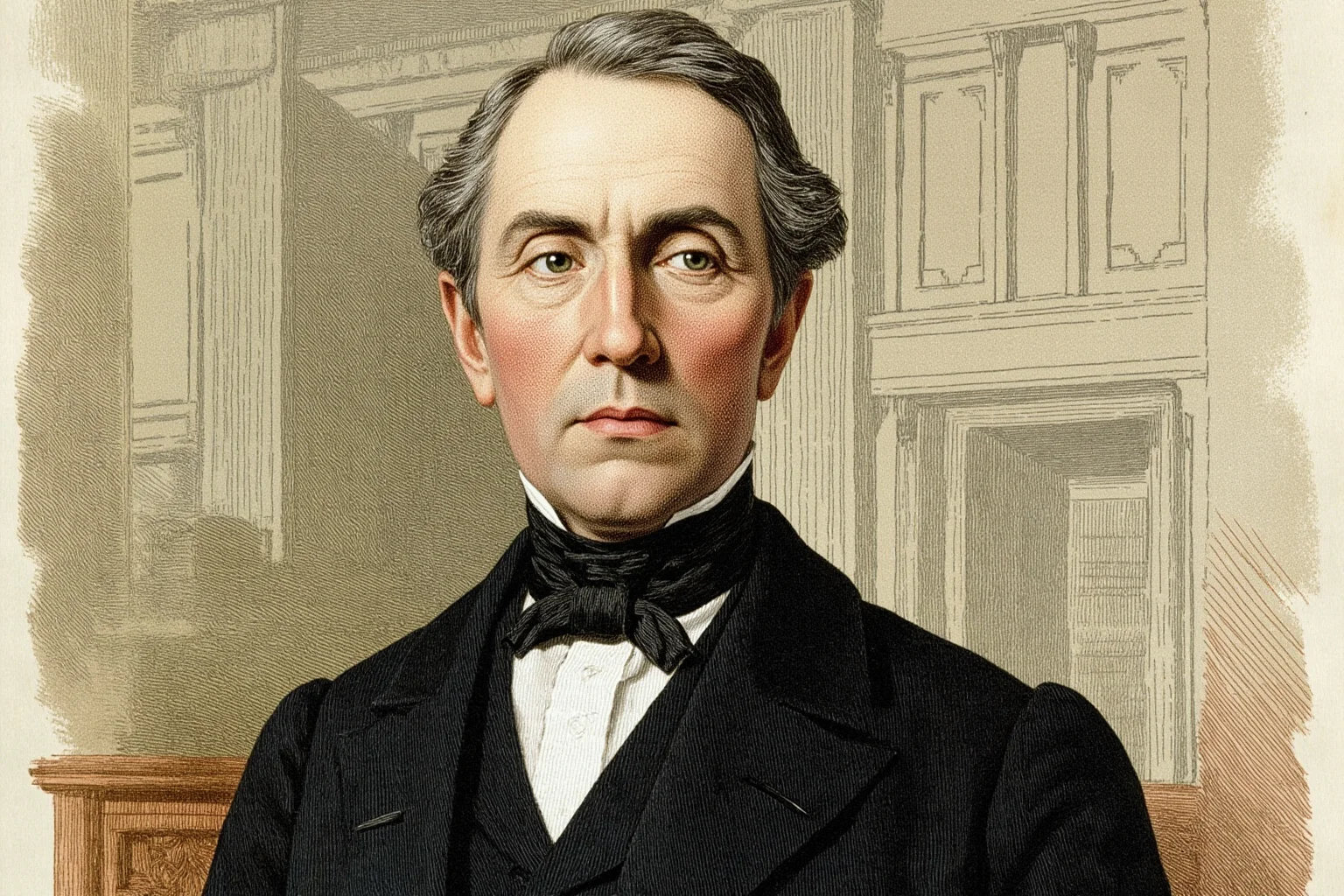 Most Influential US Presidents: A Ranked, Myth-Busting Guide 23 Illustrated portrait of a 19th-century American president in formal coat, with a courtroom or capitol building in the background