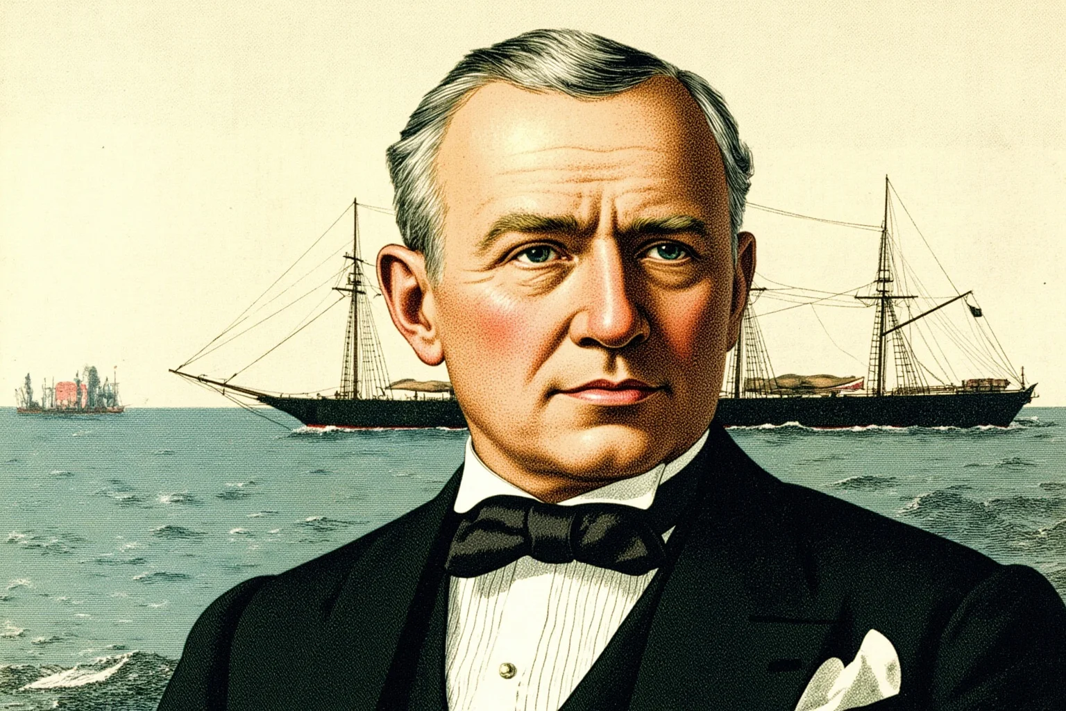 Most Influential US Presidents: A Ranked, Myth-Busting Guide 20 Illustrated portrait of a late 19th-century American president in formal suit, with a ship and ocean in the background