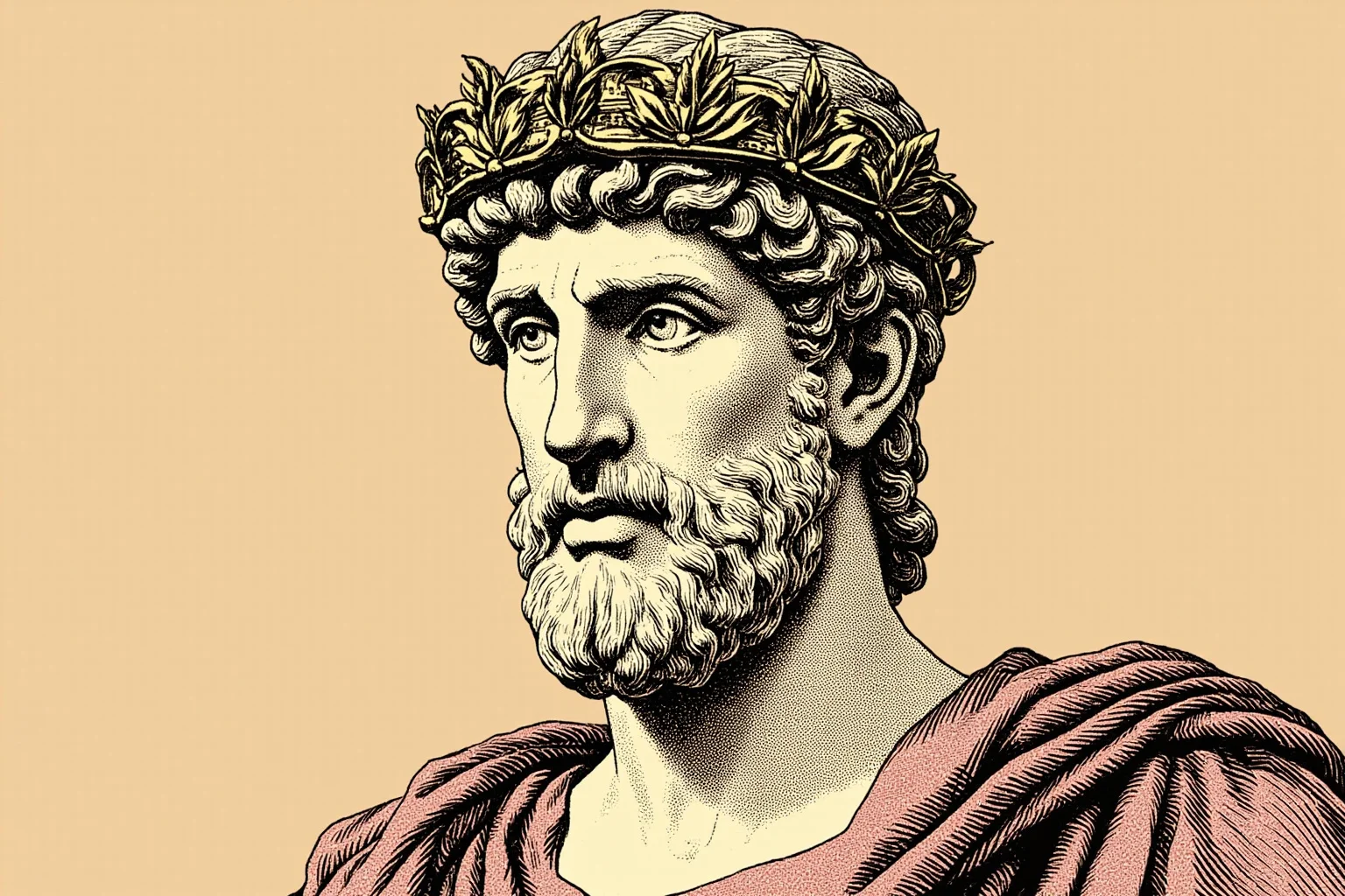 25 Vintage Baby Names Inspired by Historical Figures 4 Illustrated portrait of a Roman emperor in toga with laurel wreath, classical marble bust style