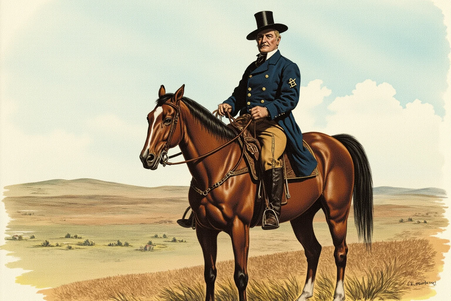 Most Influential US Presidents: A Ranked, Myth-Busting Guide 8 Illustrated portrait of a rugged 19th-century American president on horseback, frontier landscape in background