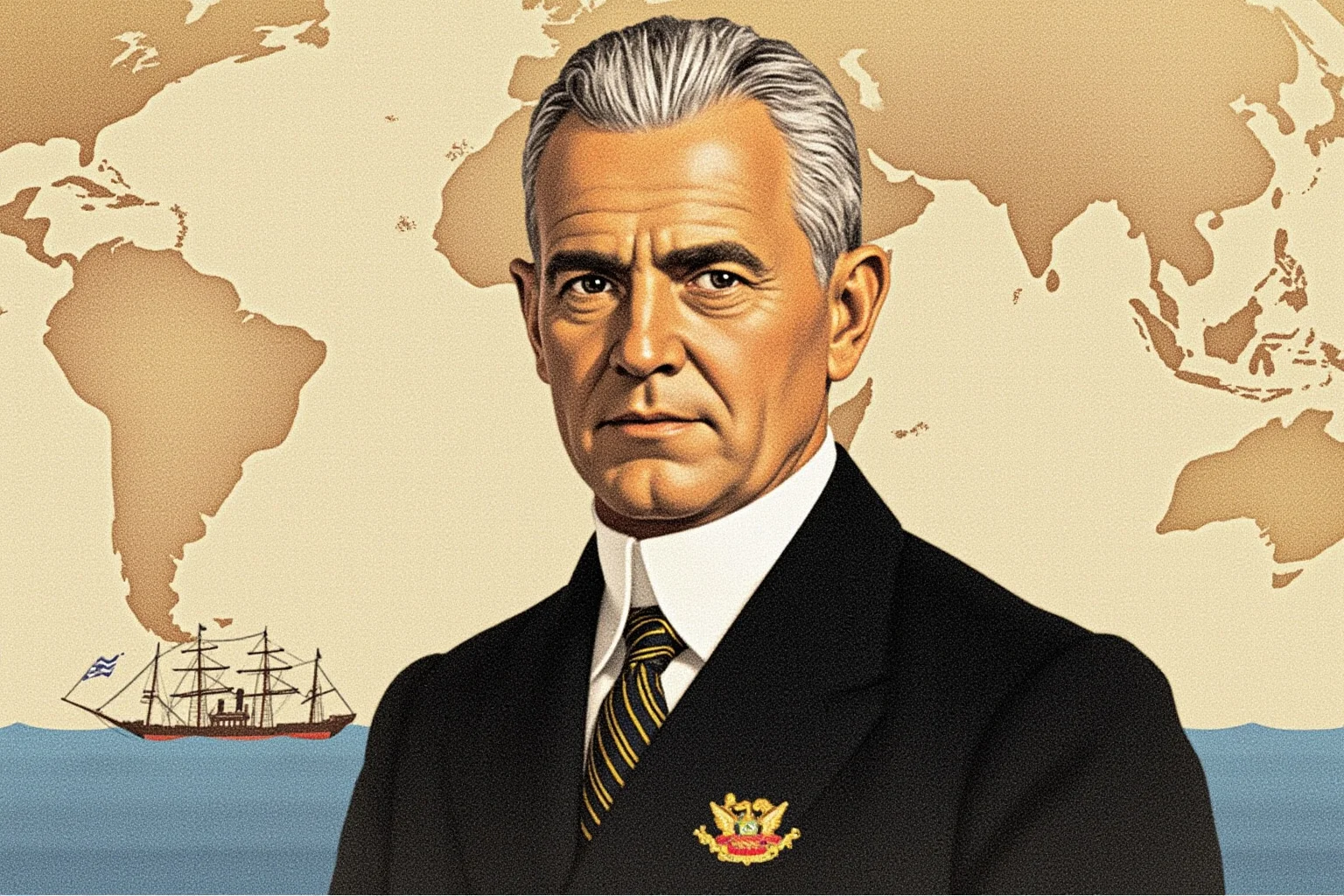 Most Influential US Presidents: A Ranked, Myth-Busting Guide 7 Illustrated portrait of an early 20th-century American president in formal suit, with a faded world map and ship in the background