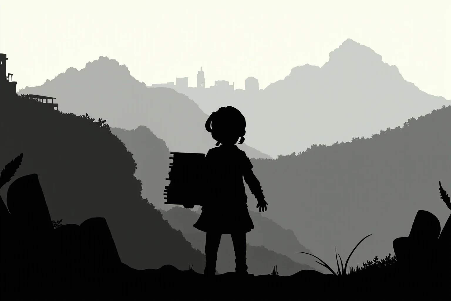 History's Greatest Rebels That Challenged the Status Quo 21 Illustrated silhouette of a young girl with a stack of schoolbooks standing bravely before a shadowed mountain village