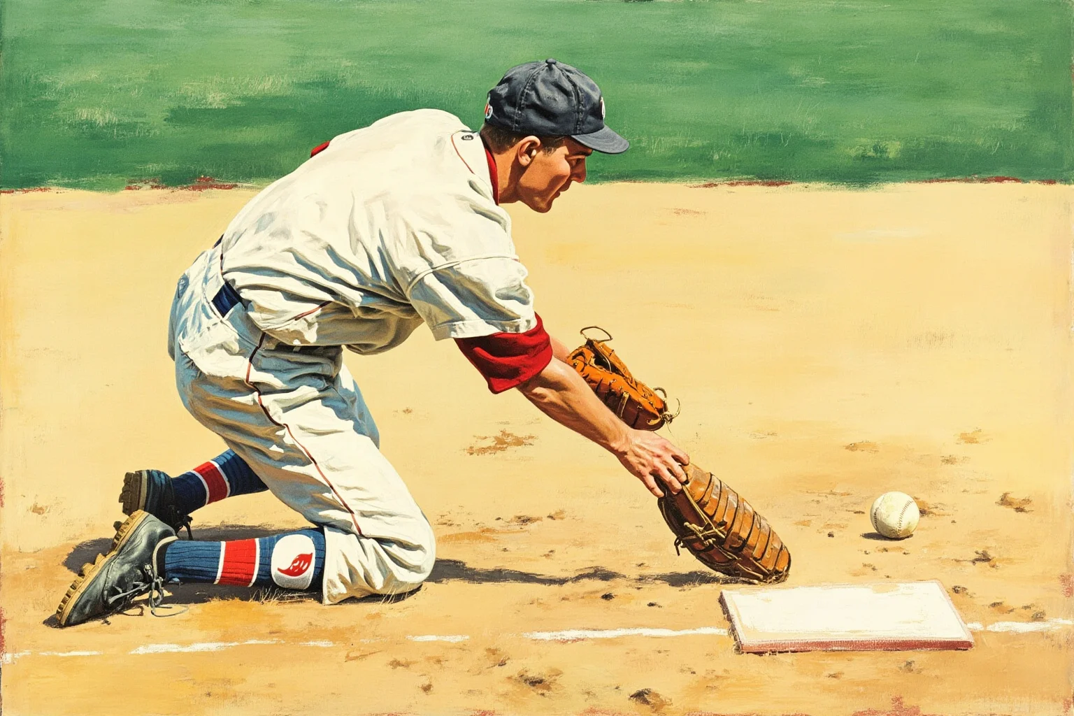 Worst Baseball Players Of All Time: 20 Infamous MLB Legends Everyone Remembers 4 Illustration of a 1960s baseball shortstop fielding a ground ball on a dusty infield