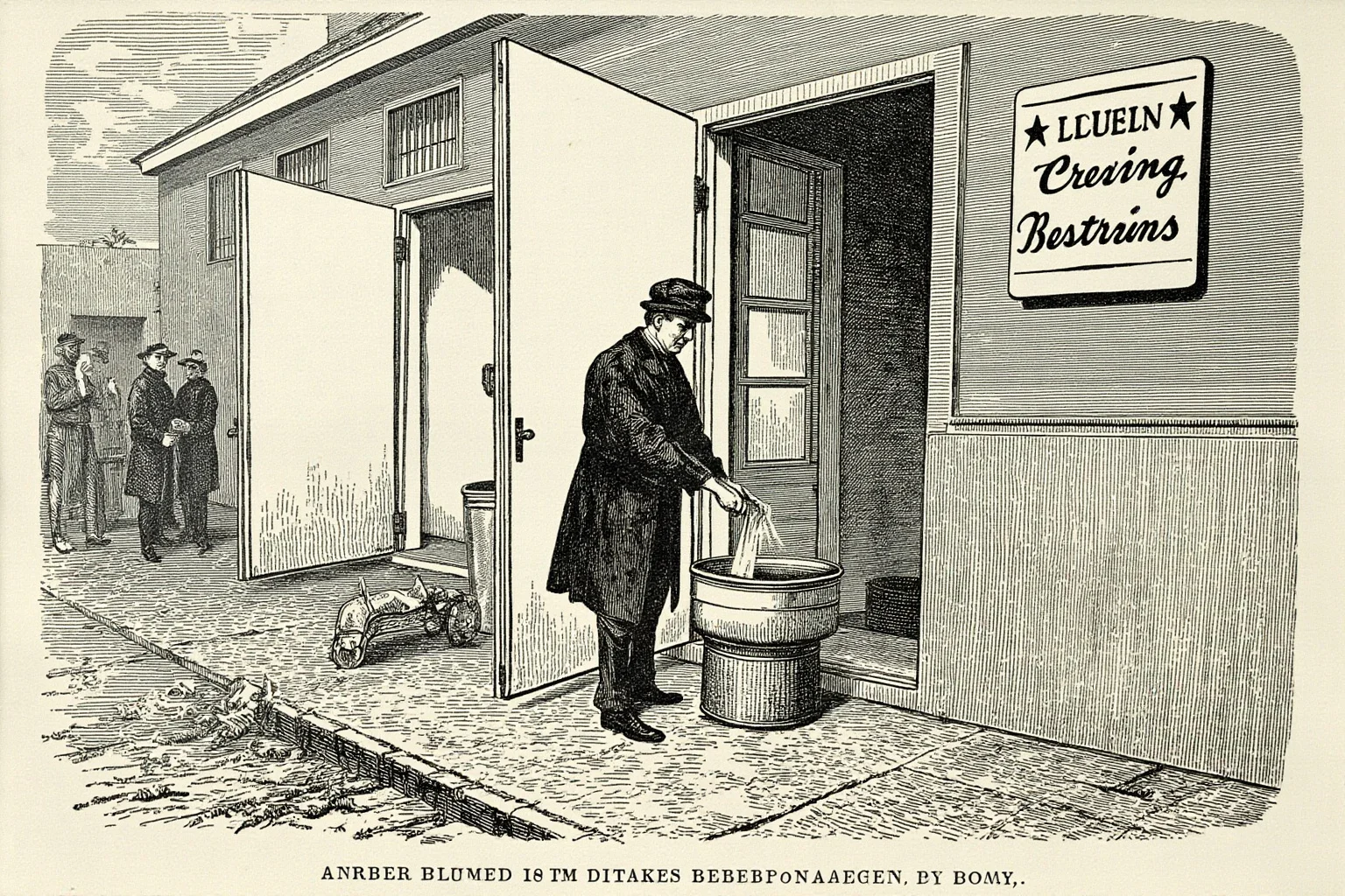 Unsung Heroes History Doesn't Talk About Enough 13 Illustration of a 19th-century physician washing his hands at a basin outside a hospital maternity ward, period-accurate medical setting