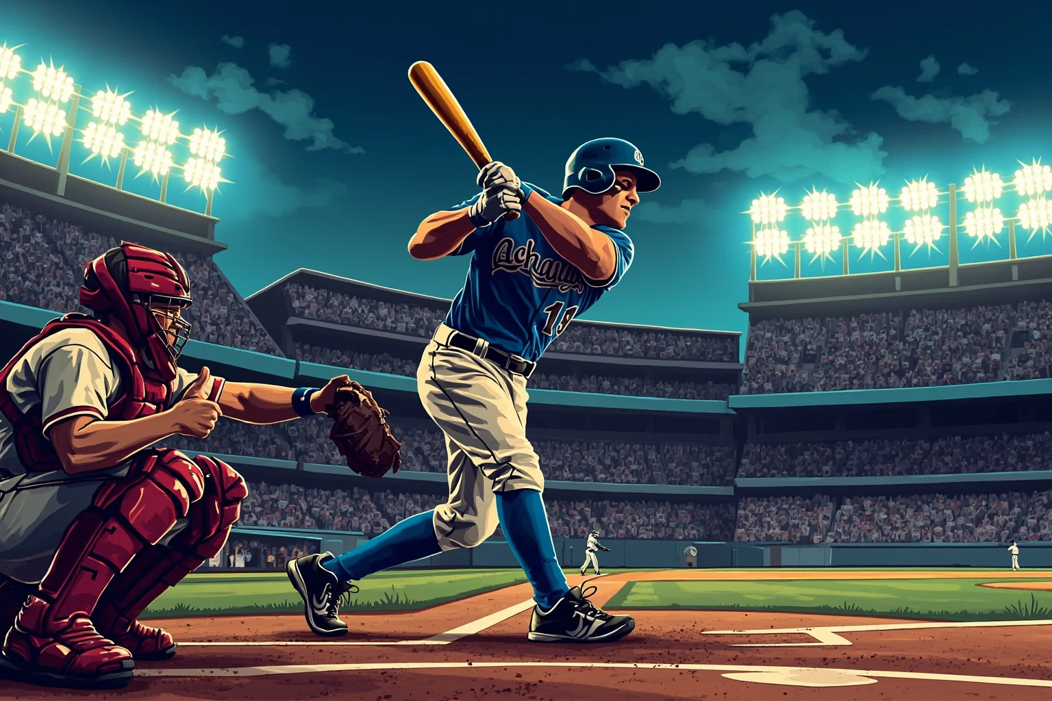 Worst Baseball Players Of All Time: 20 Infamous MLB Legends Everyone Remembers 20 Illustration of a baseball slugger hitting a towering home run under stadium lights