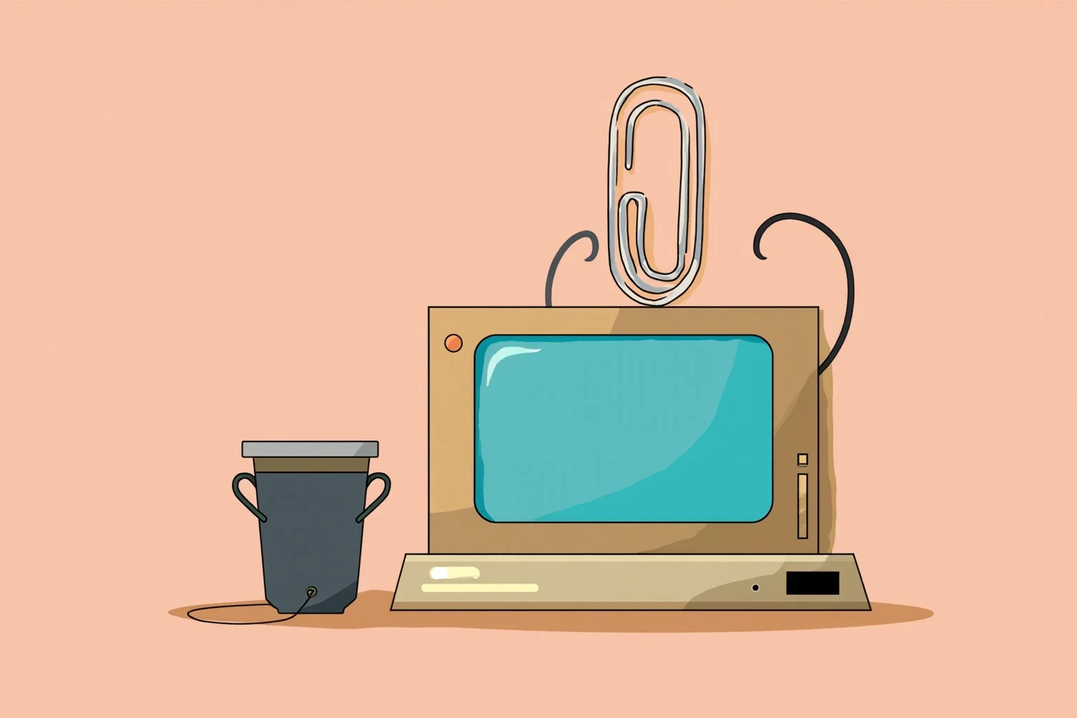 The Worst Inventions of All Time, Ranked 20 Illustration of a cartoon paperclip character popping up beside an old computer monitor