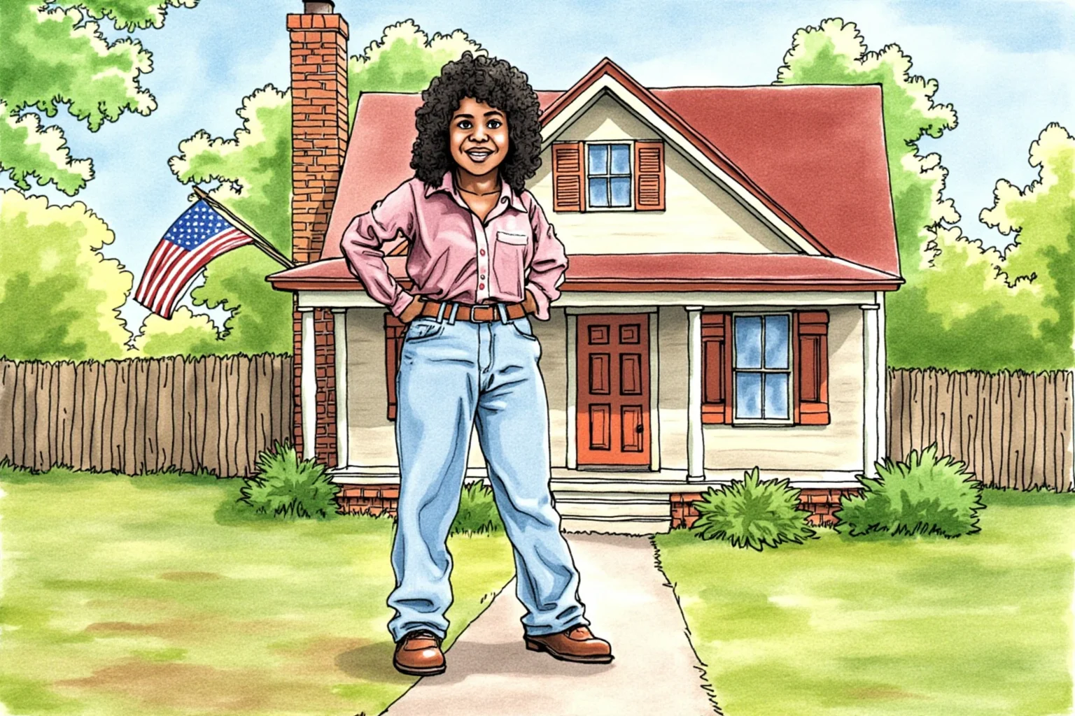 24 Historical Figures Who Became Martyrs for Their Cause 17 Illustration of a determined civil rights organizer standing before a modest Southern American home