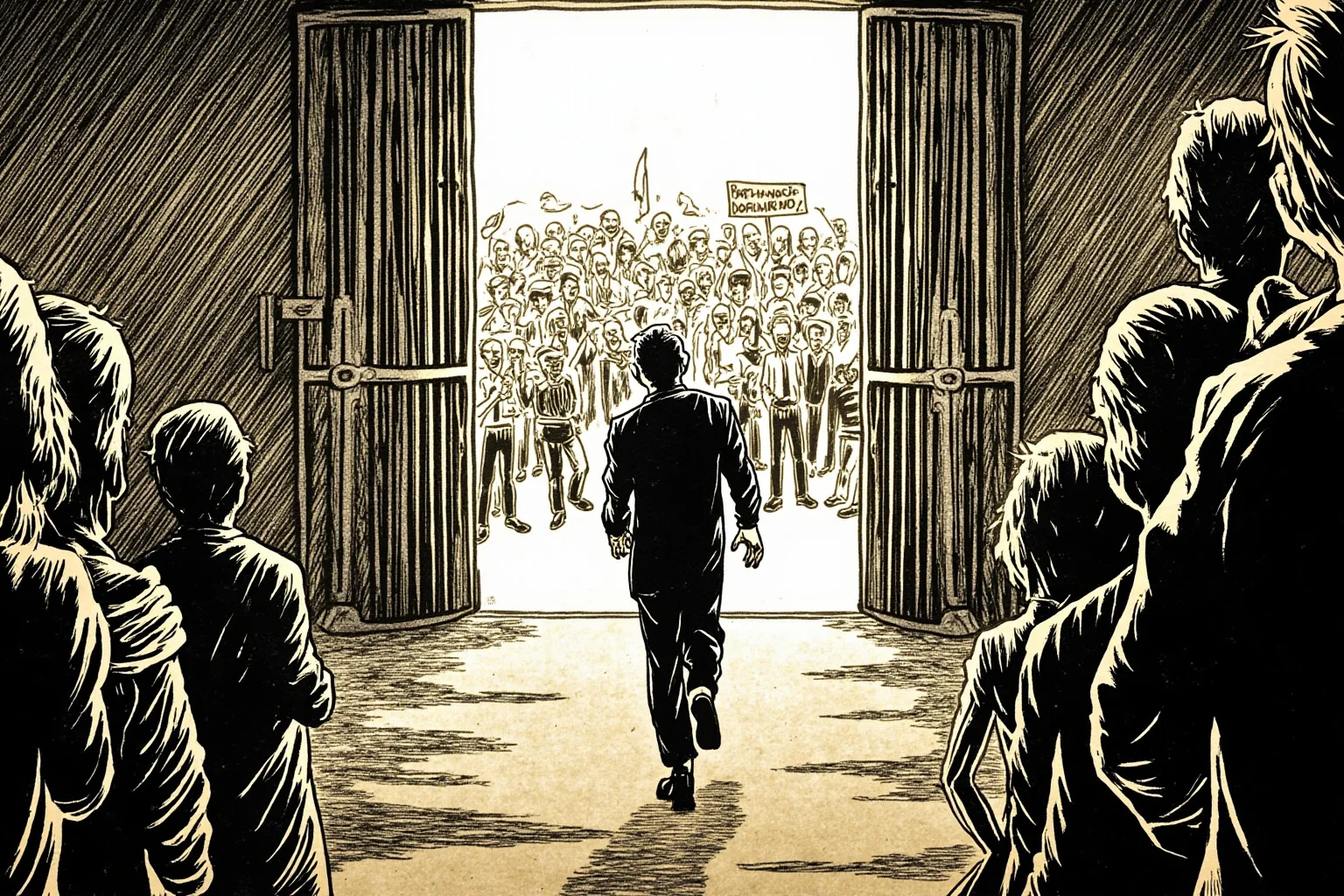 25 Most Memorable Dates in History (And Why They Still Matter) 25 Illustration of a determined figure walking through prison gates toward a crowd of supporters outside