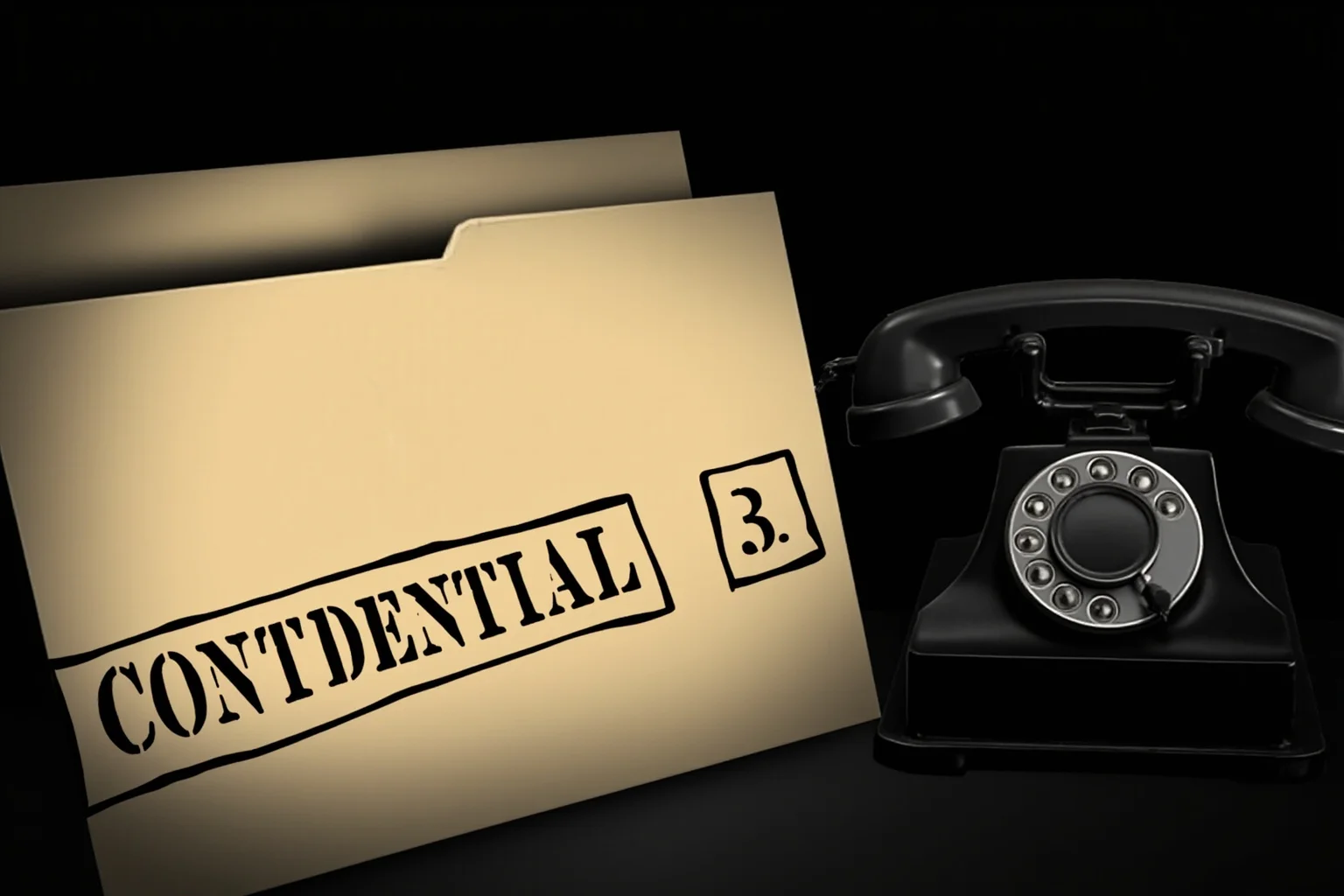 Walt Disney: 10 Controversies That Haunt Him & 10 Ways He Changed the World 7 Illustration of a manila folder stamped 'CONFIDENTIAL' next to an old rotary telephone, film-noir style shading
