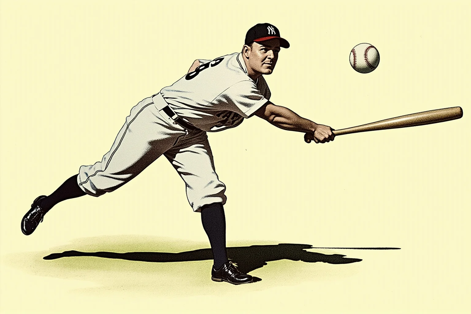 Worst Baseball Players Of All Time: 20 Infamous MLB Legends Everyone Remembers 5 Illustration of a mid-century baseball pitcher awkwardly swinging a bat, missing the ball