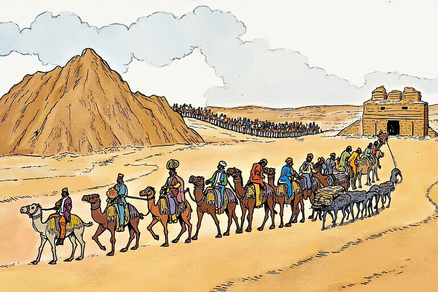 The Role of Markets and Bazaars in Ancient Economies 15 Illustration of a Nabataean caravan arriving at Petra loaded with frankincense and myrrh