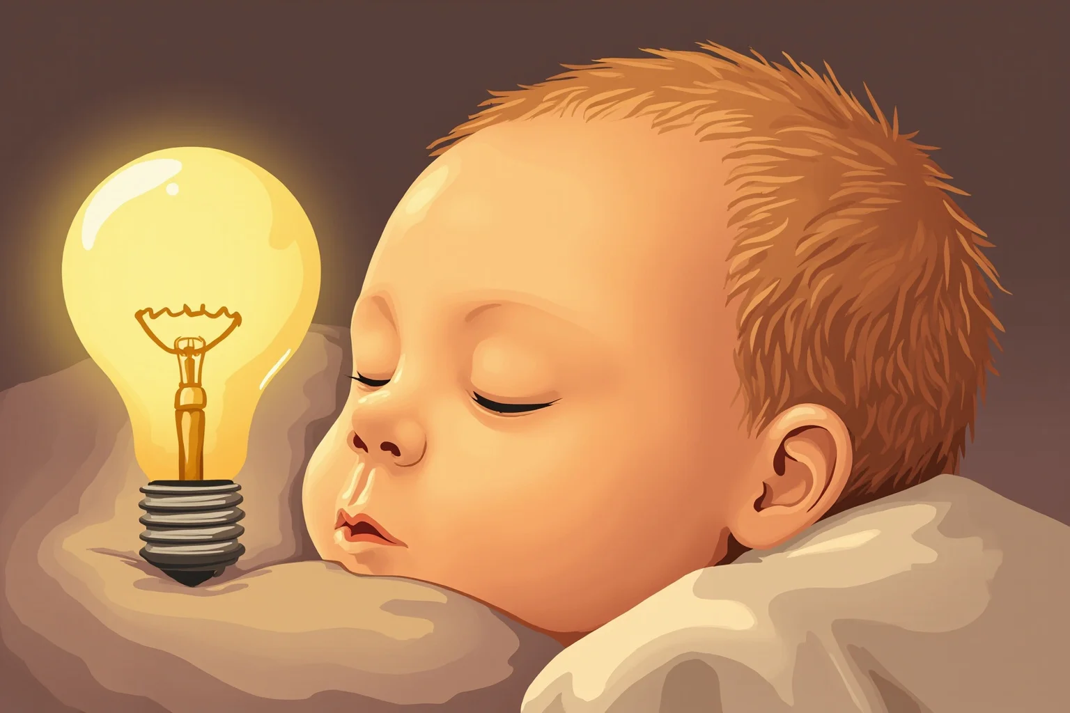 26 Famous Mark Twain Quotes (And the Ones He Never Actually Said) 7 Illustration of a newborn baby and a lightbulb moment side by side, symbolic and warm