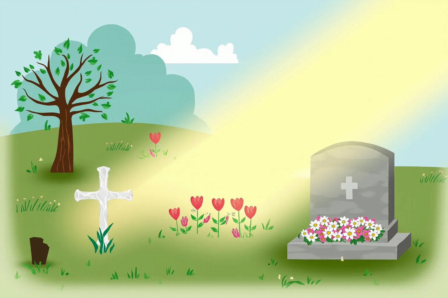 The Heartbreaking Life Story of Judy Garland: 26 Facts You Should Know 26 Illustration of a peaceful cemetery scene with flowers and a headstone under soft sunlight, respectful tone