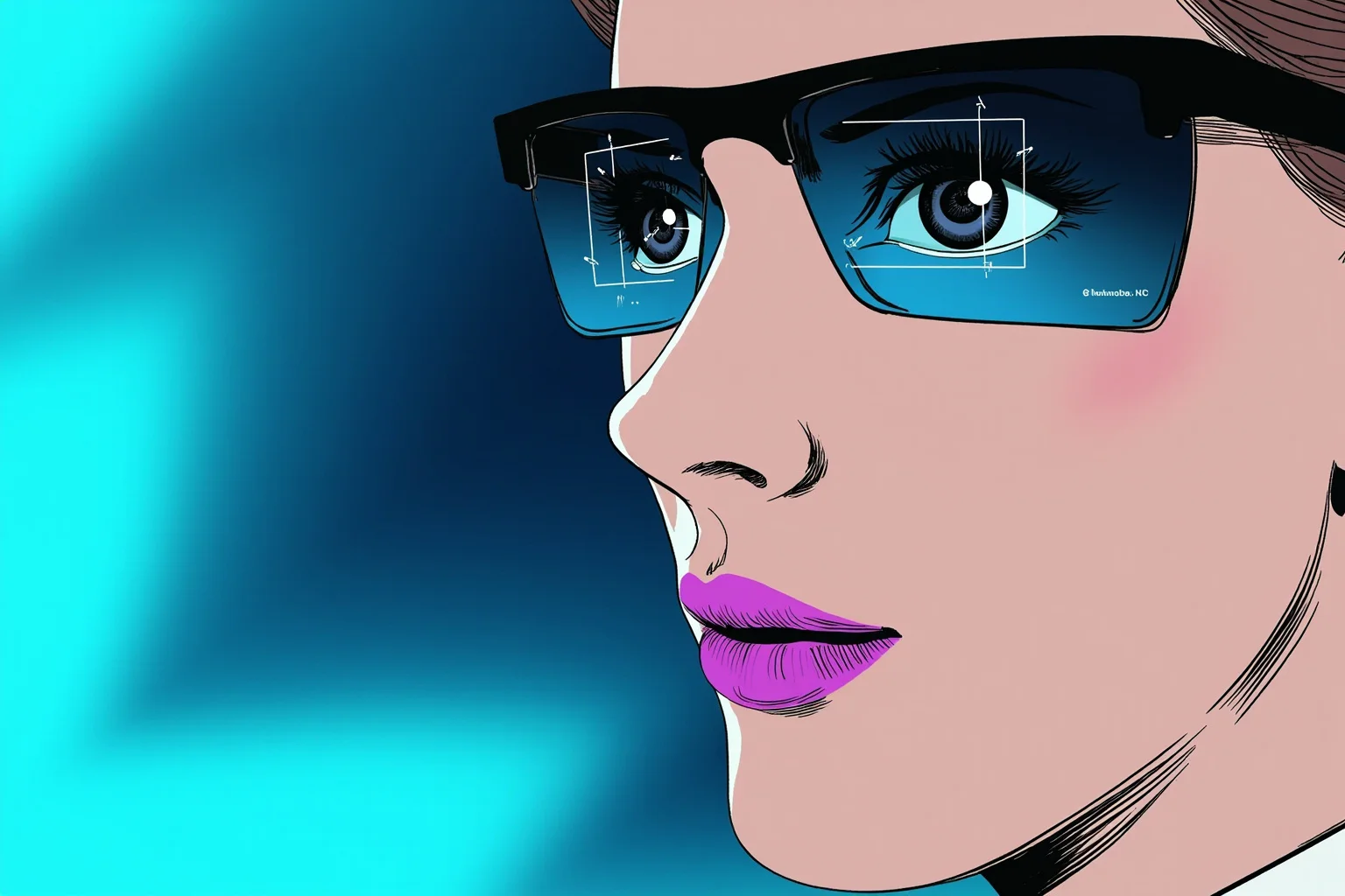 The Worst Inventions of All Time, Ranked 22 Illustration of a person wearing futuristic smart glasses with a small display near the eye, tech style