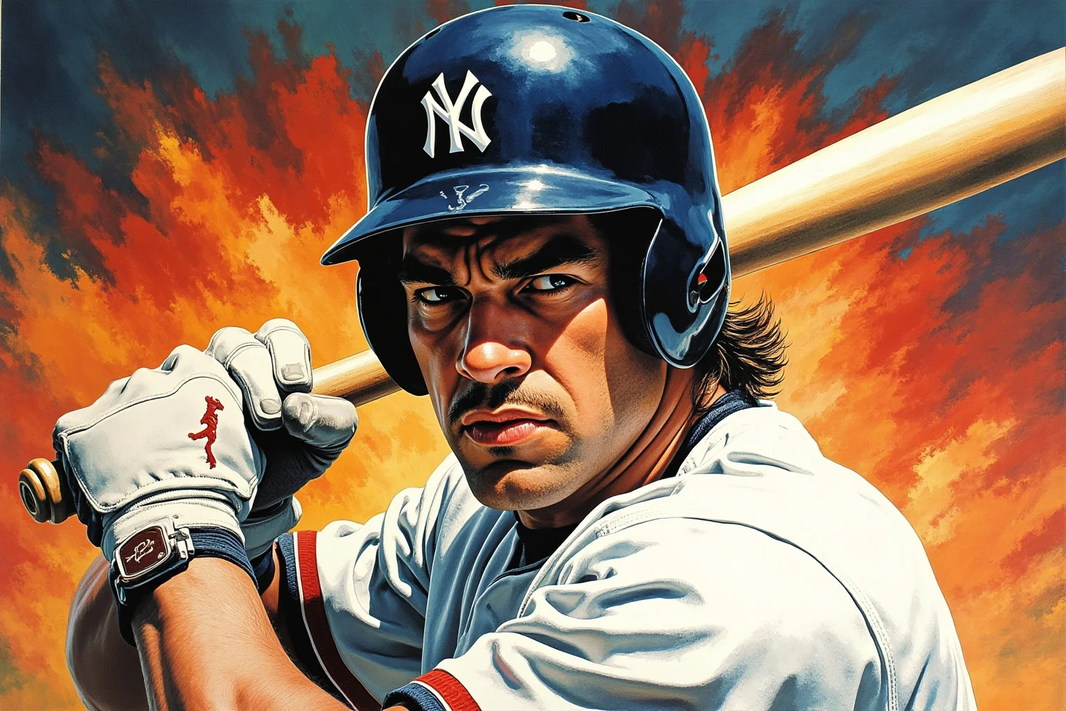Worst Baseball Players Of All Time: 20 Infamous MLB Legends Everyone Remembers 15 Illustration of a powerful 1990s baseball slugger holding a bat with a stern expression