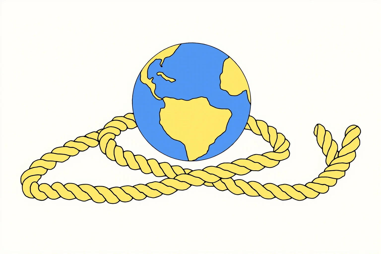 Tug of War Was Once an Olympic Sport—Here's Why It Got Removed 17 Illustration of a rope and a globe, symbolizing a sport continuing after leaving the Olympic stage