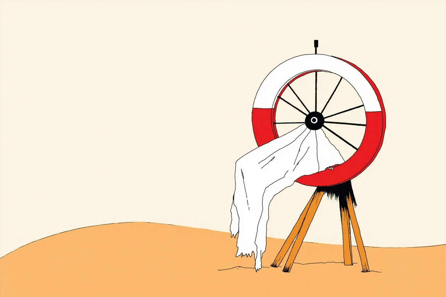 10 of History's Most Evil People & 10 of Its Greatest Heroes 12 Illustration of a spinning wheel and simple white cloth symbolizing peaceful protest and independence movements
