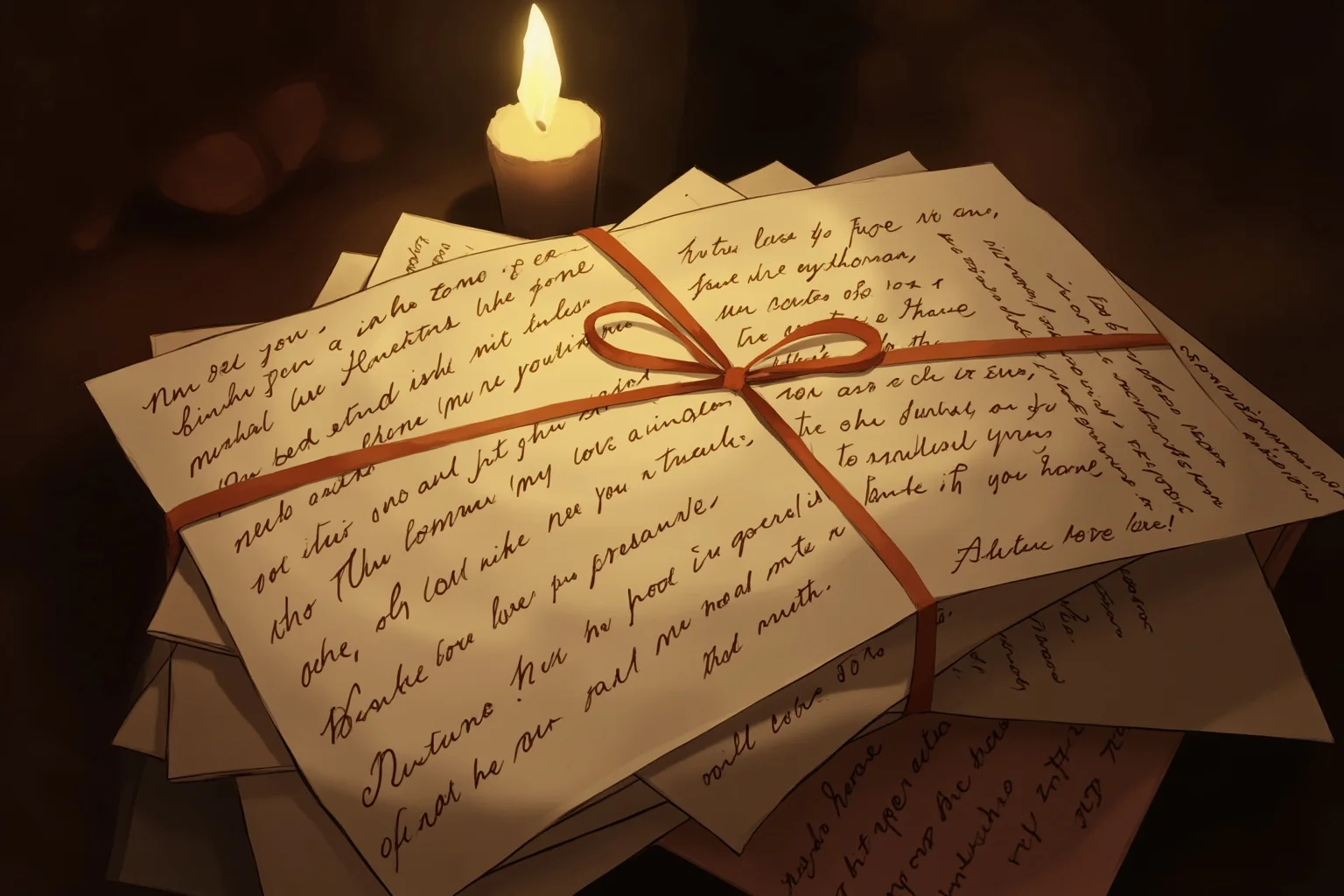 Surprising Facts About Marie Antoinette (And 10 Misconceptions) 21 Illustration of a stack of old handwritten love letters tied with ribbon, candlelight, historical still life