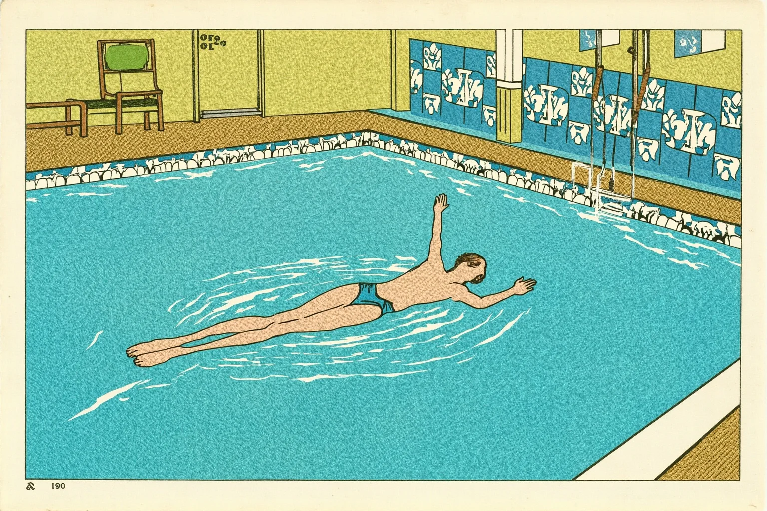 23 Olympic Sports That Don't Exist Anymore (And Why They Vanished) 8 Illustration of a swimmer floating motionless underwater in an early 1900s indoor swimming pool