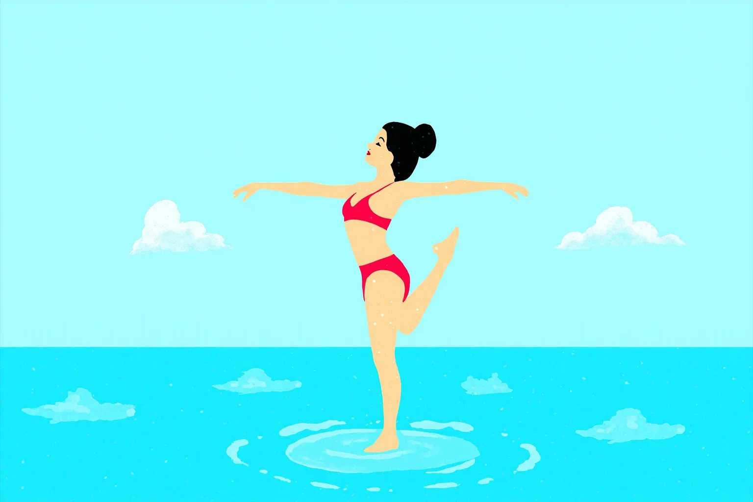 23 Olympic Sports That Don't Exist Anymore (And Why They Vanished) 22 Illustration of a swimmer performing a graceful solo synchronized swimming pose in a pool