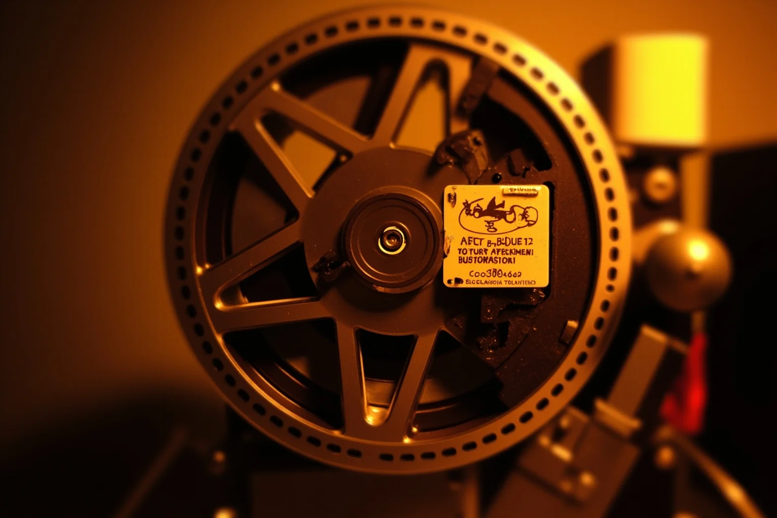 Walt Disney: 10 Controversies That Haunt Him & 10 Ways He Changed the World 14 Illustration of a vintage film projector reel labeled with a cartoon mouse silhouette, warm golden lighting