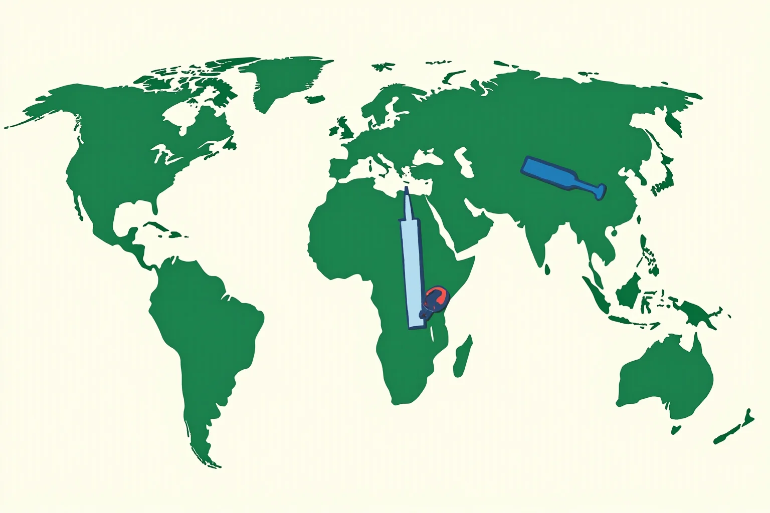 22 Historical Events That Will Restore Your Faith In Humanity 11 Illustration of a world map with a checklist and a syringe icon overlay, symbolizing a global disease eradication campaign