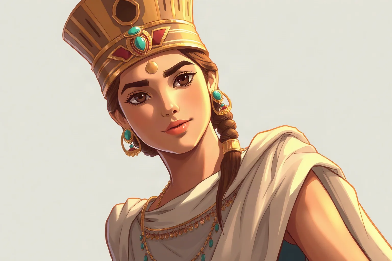 Illustration of a young Egyptian princess in royal court attire in ancient Thebes