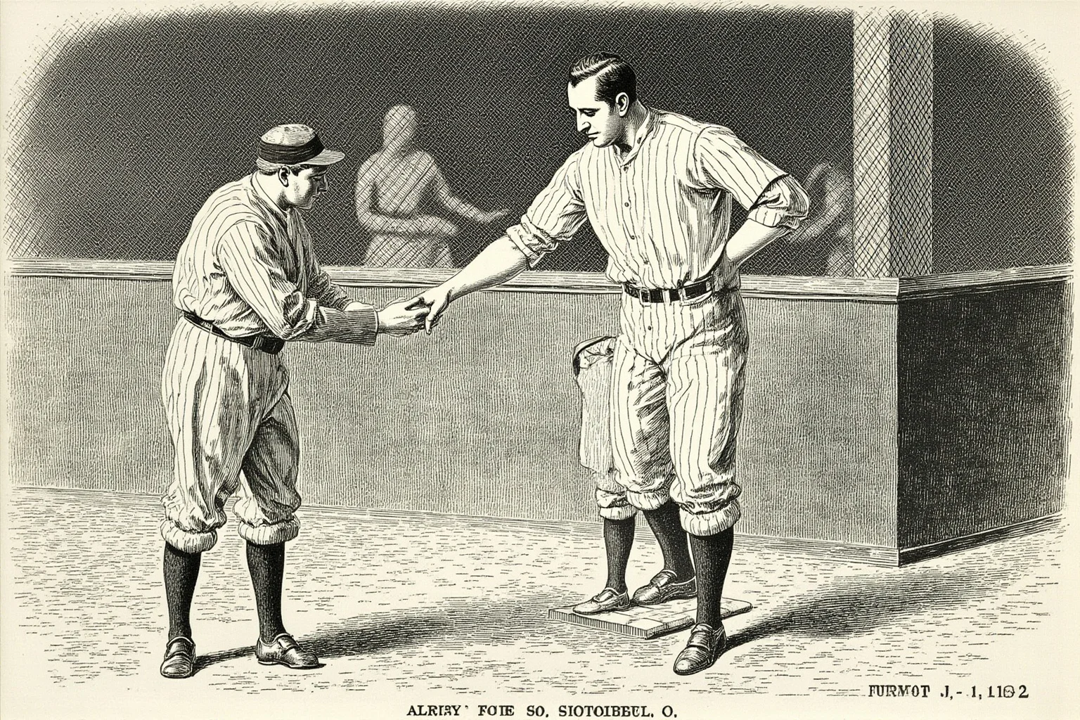 Worst Baseball Players Of All Time: 20 Infamous MLB Legends Everyone Remembers 21 Illustration of an early 1900s baseball first baseman shaking hands with a shadowy figure in the stands