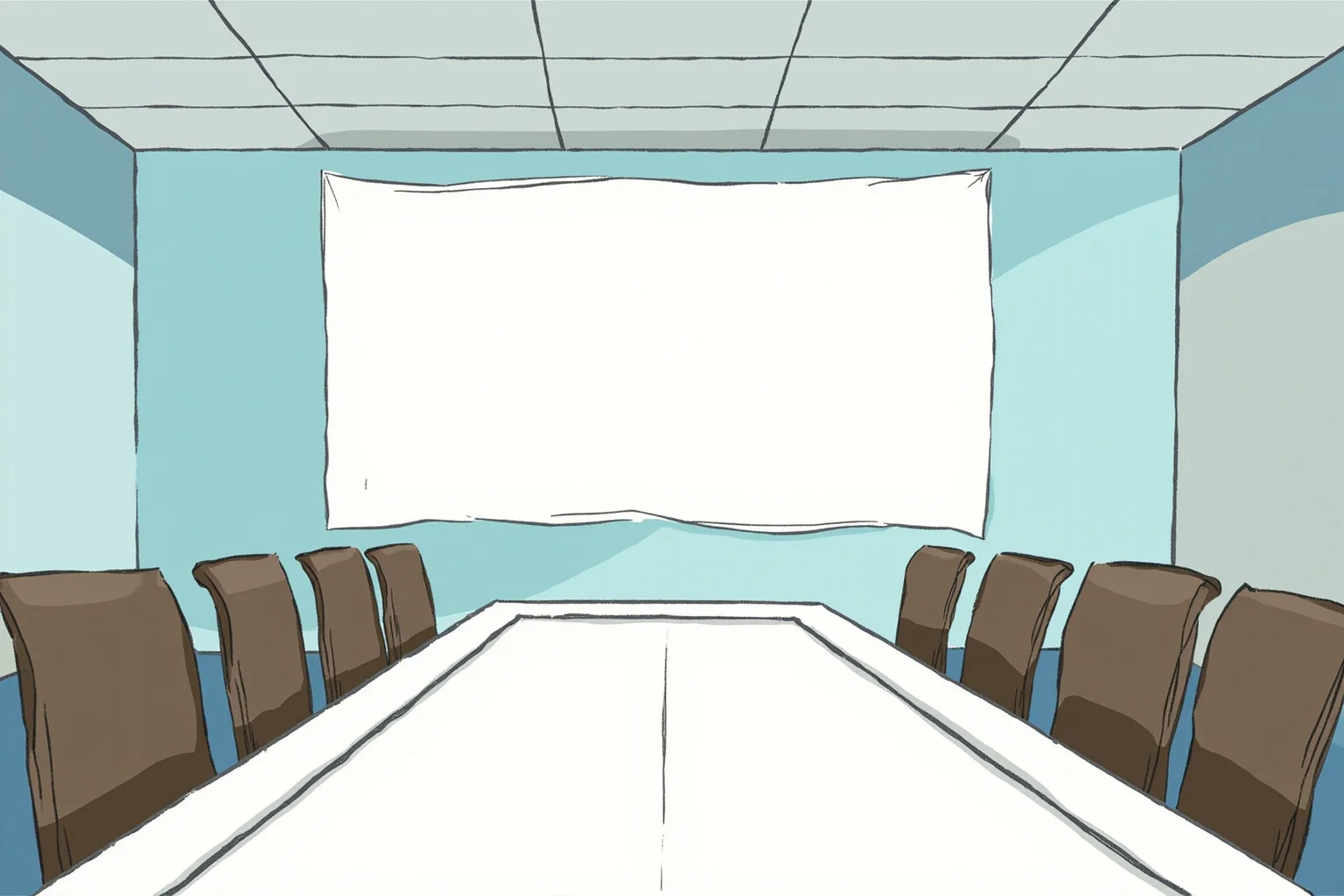 Tug of War Was Once an Olympic Sport—Here's Why It Got Removed 16 Illustration of an empty committee room with a blank banner where a sport's federation logo should be