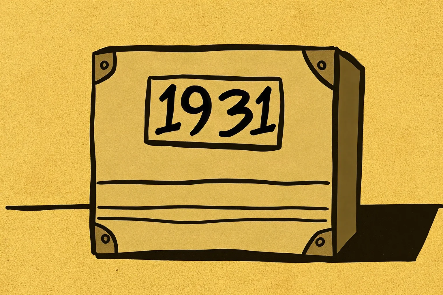 Illustration of an old, faded photograph or archive box labeled with a 1931 date, symbolizing forgotten history