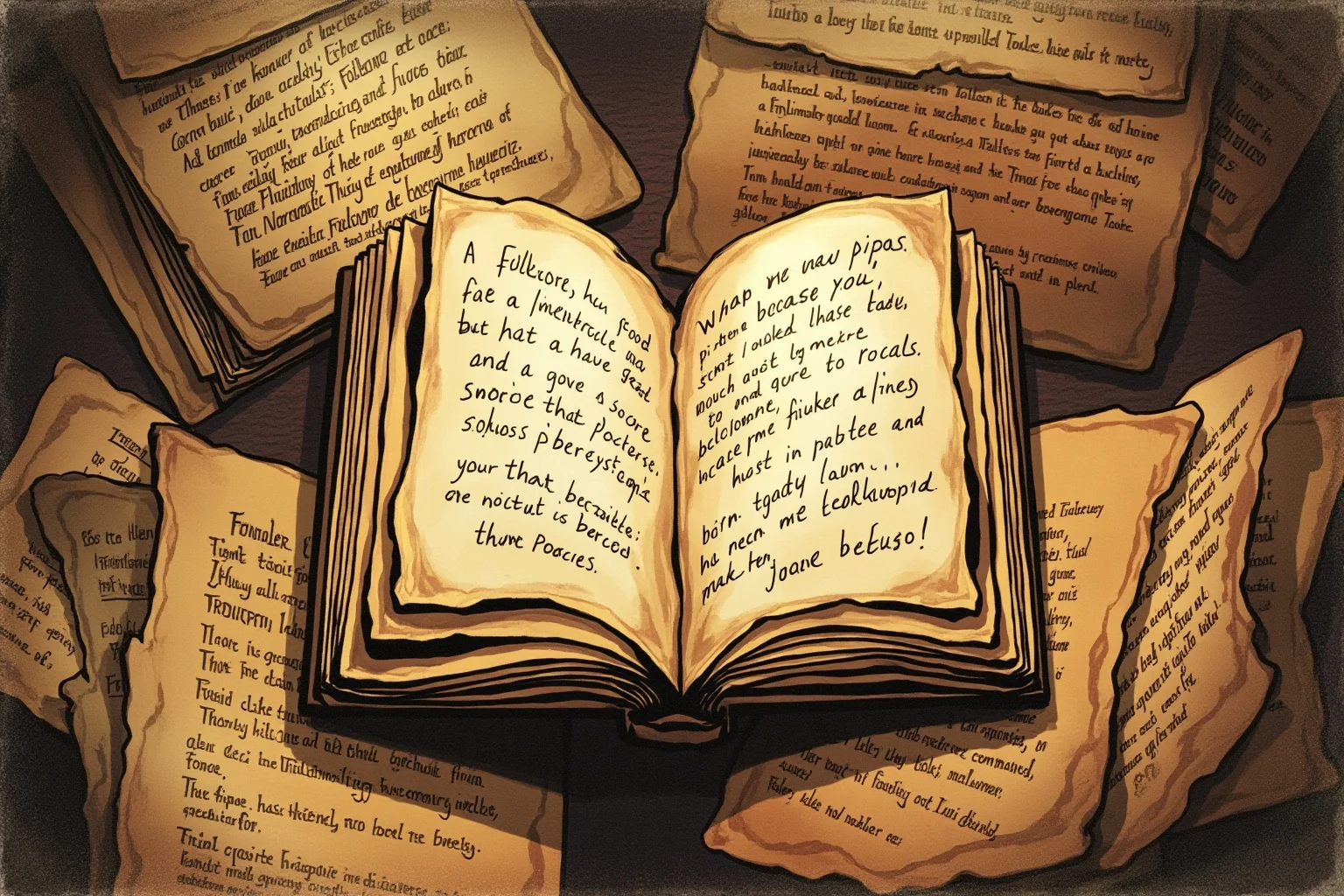 John Montagu, the Earl of Sandwich Who Popularized Our Favorite Lunch Food 14 Illustration of an old folklore storybook surrounded by faded historical documents, myth-versus-fact concept