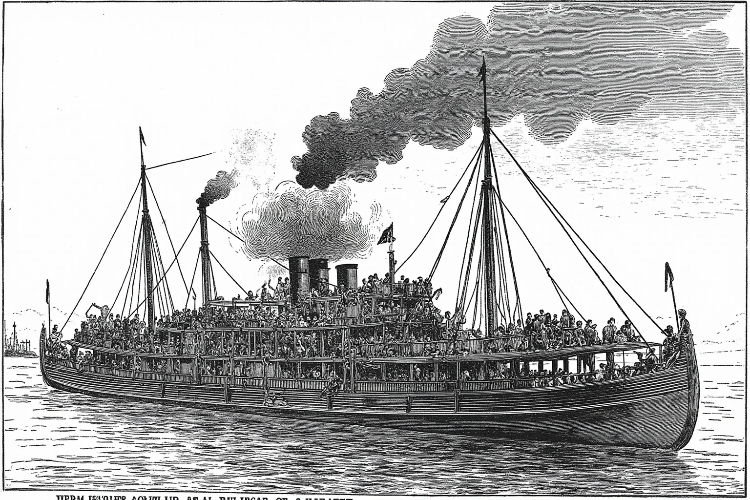 Lost At Sea: 20 Most Famous Shipwrecks in History 9 Illustration of an overcrowded 19th-century steamboat with a smoking boiler explosion on a wide river