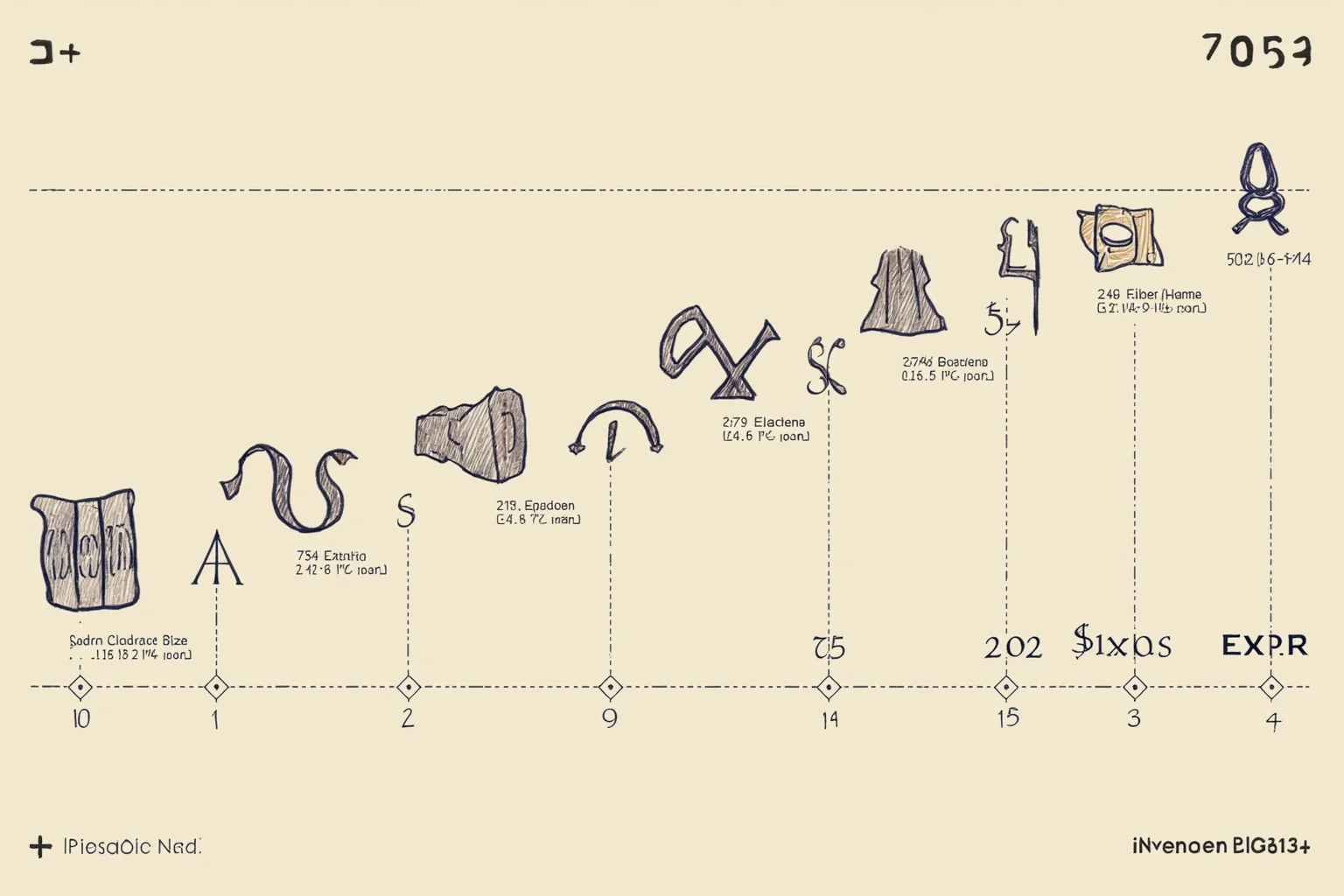 Illustration of ancient numeral symbols evolving into modern digits, shown as a stylized timeline chart