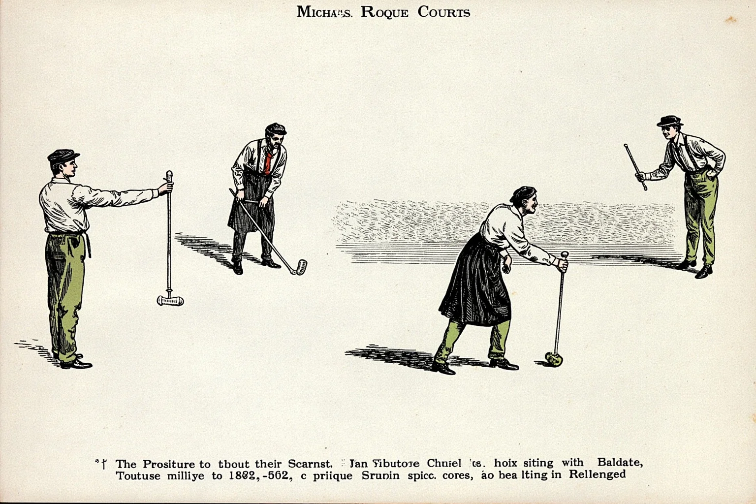 23 Olympic Sports That Don't Exist Anymore (And Why They Vanished) 12 Illustration of players competing on a walled roque court with short-handled mallets, early 1900s