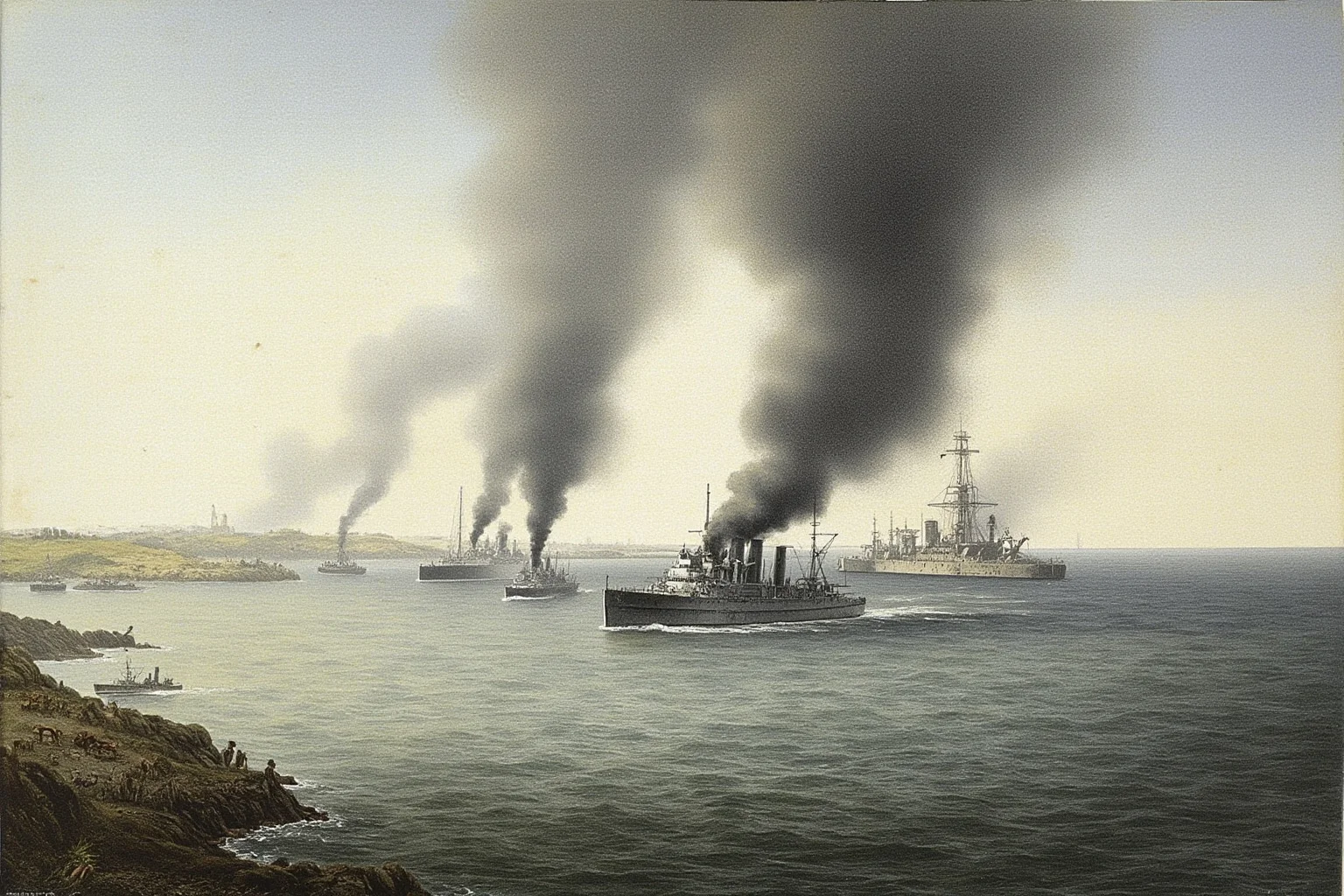 25 Most Memorable Dates in History (And Why They Still Matter) 15 Illustration of smoke rising over battleships in a harbor, viewed from a distant shoreline